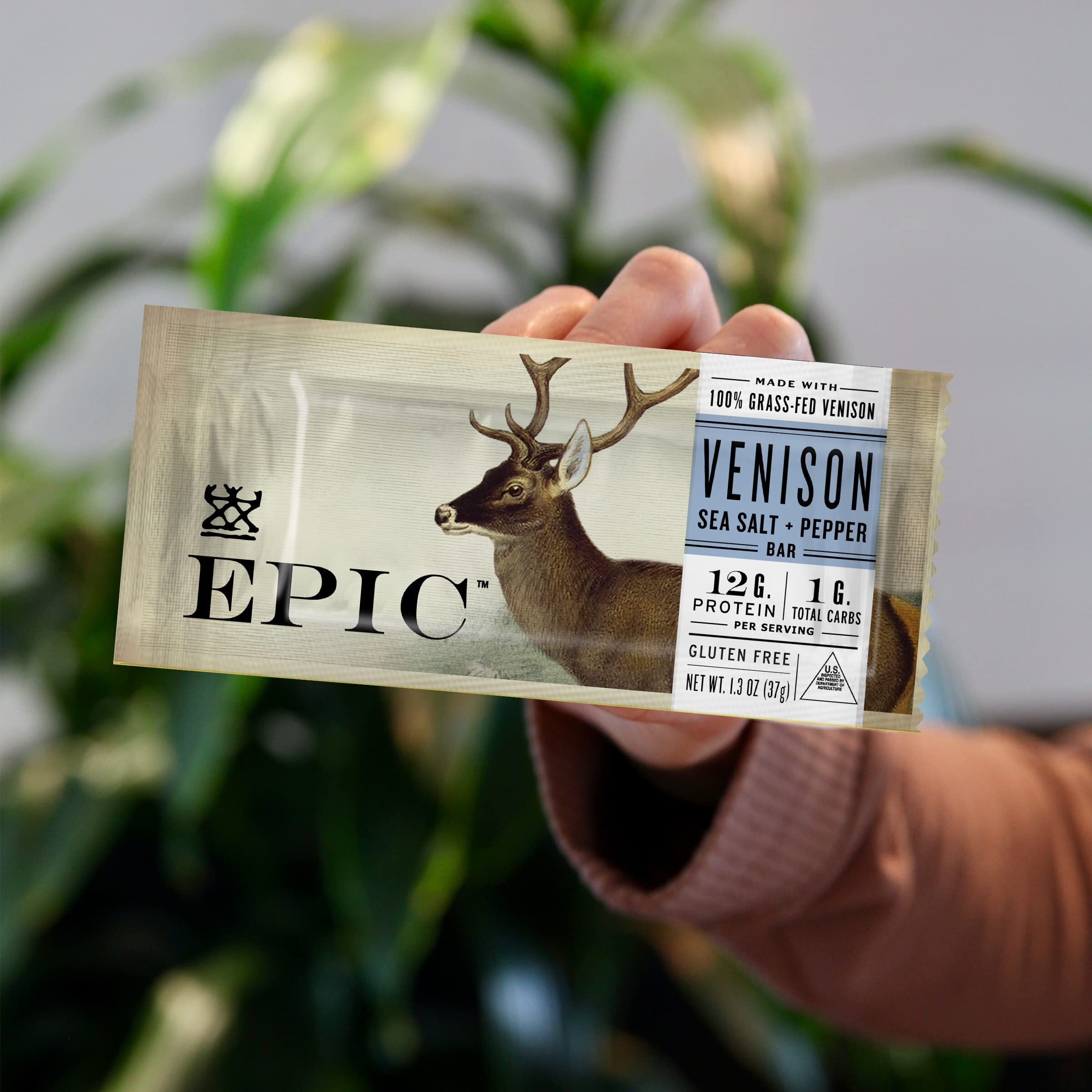 Epic Venison Sea Salt & Pepper Bars, Keto Friendly, Gluten Free, 12 Ct