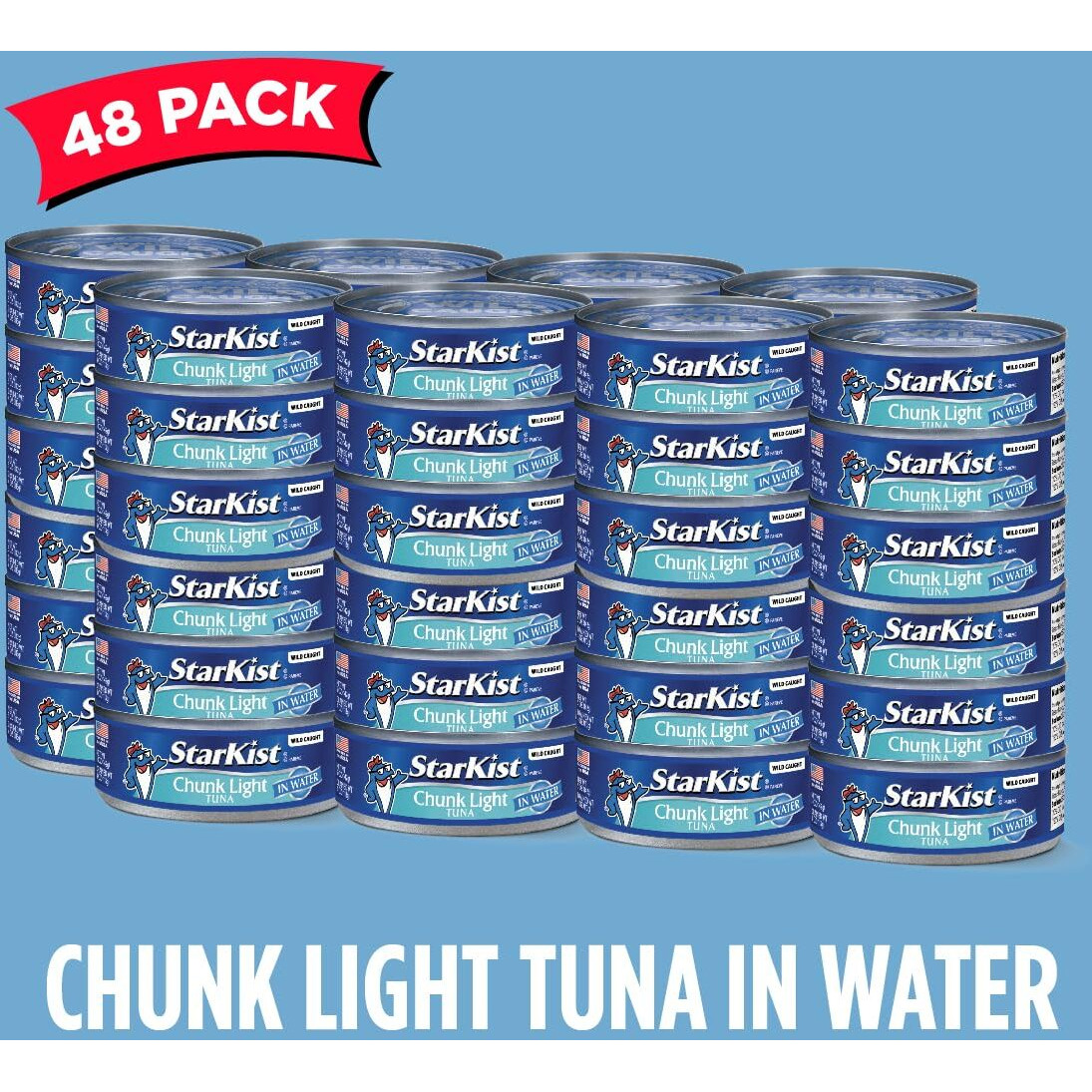 Starkist Chunk Light Tuna In Water, 5 Oz (48 Pack) Canned Tuna Fish, Wild Caught, Gluten Free, Ready To Eat, Perfect For Salads, Keto Meals And Snacks, With 20G Protein & 90 Calories Per Serving