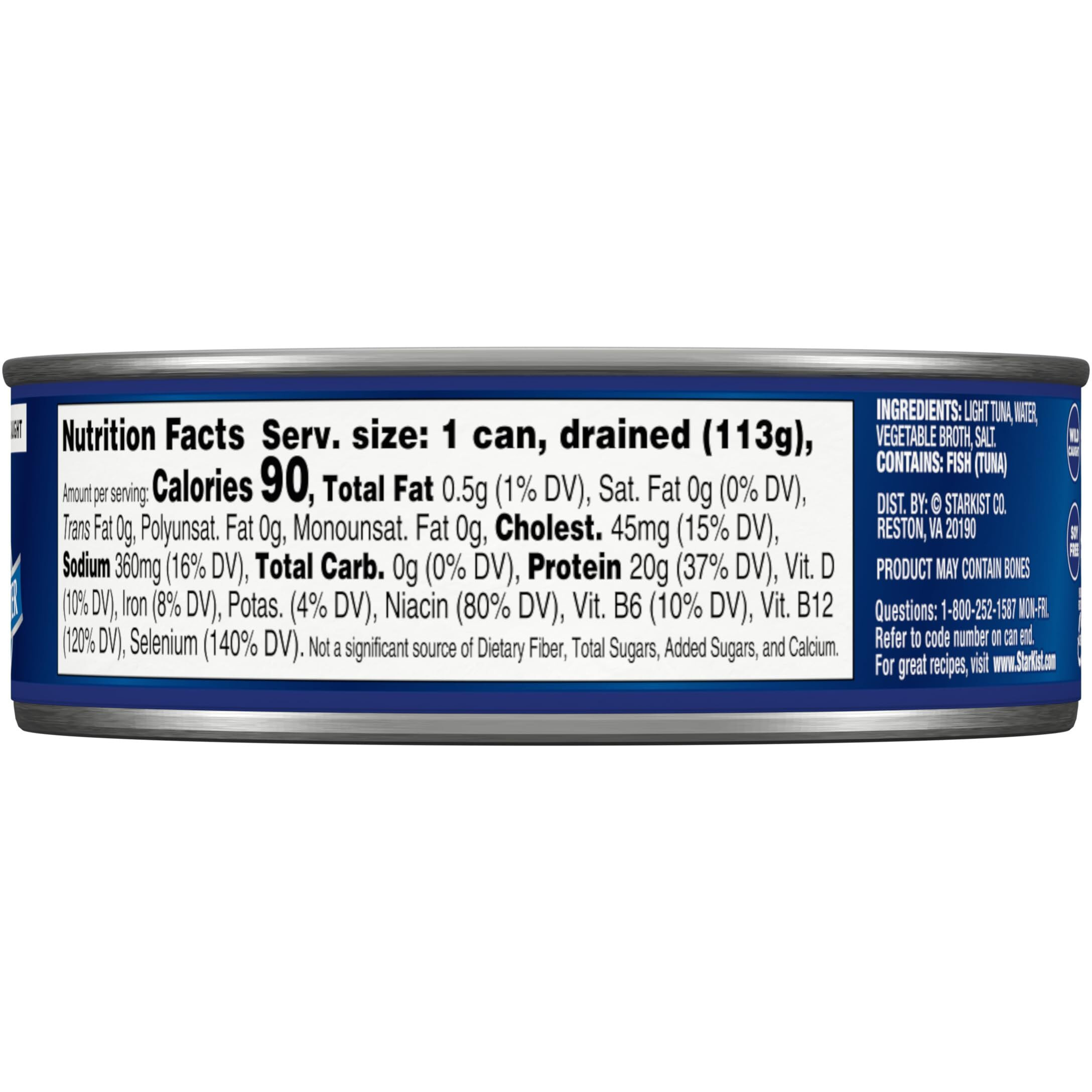 Starkist Chunk Light Tuna In Water, 5 Oz (48 Pack) Canned Tuna Fish, Wild Caught, Gluten Free, Ready To Eat, Perfect For Salads, Keto Meals And Snacks, With 20G Protein & 90 Calories Per Serving