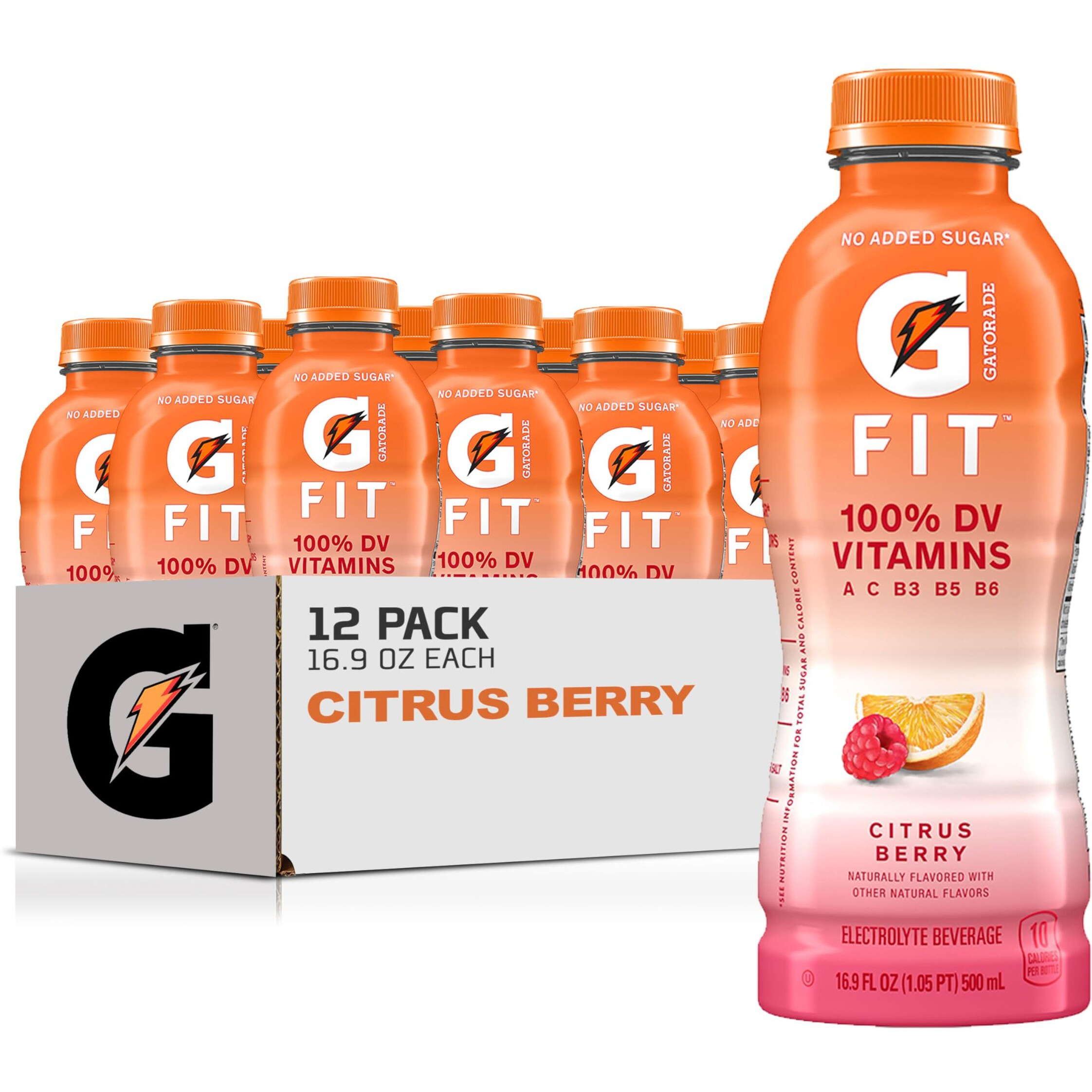 Gatorade Fit Electrolyte Beverage, Healthy Real Hydration, Citrus Berry, 16.9.Oz Bottles (12 Pack)