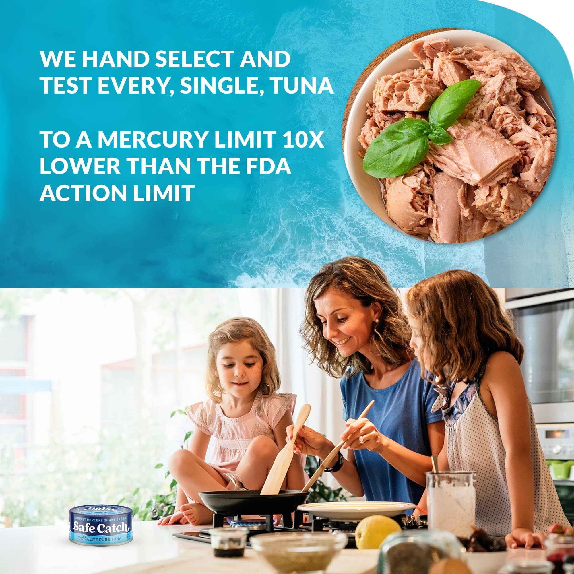 Safe Catch Canned Wild Tuna Fish, Wild Caught, Lowest Mercury, Gluten-Free, Kosher, Non-Gmo, Whole30 Approved, Paleo, Keto Food, 5Oz Can, 12-Pack