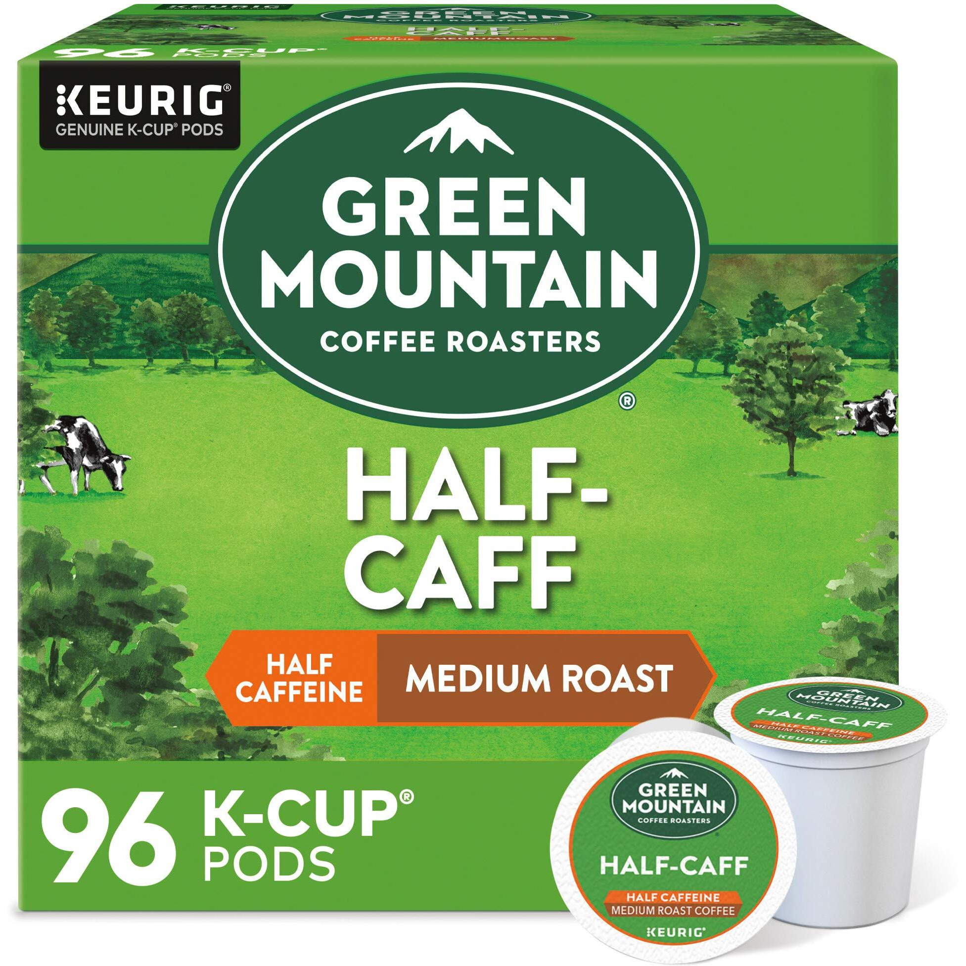 Green Mountain Coffee Roasters Half Caff Coffee, Keurig Single-Serve K-Cup Pods, Medium Roast, 96 Count (4 Packs Of 24)