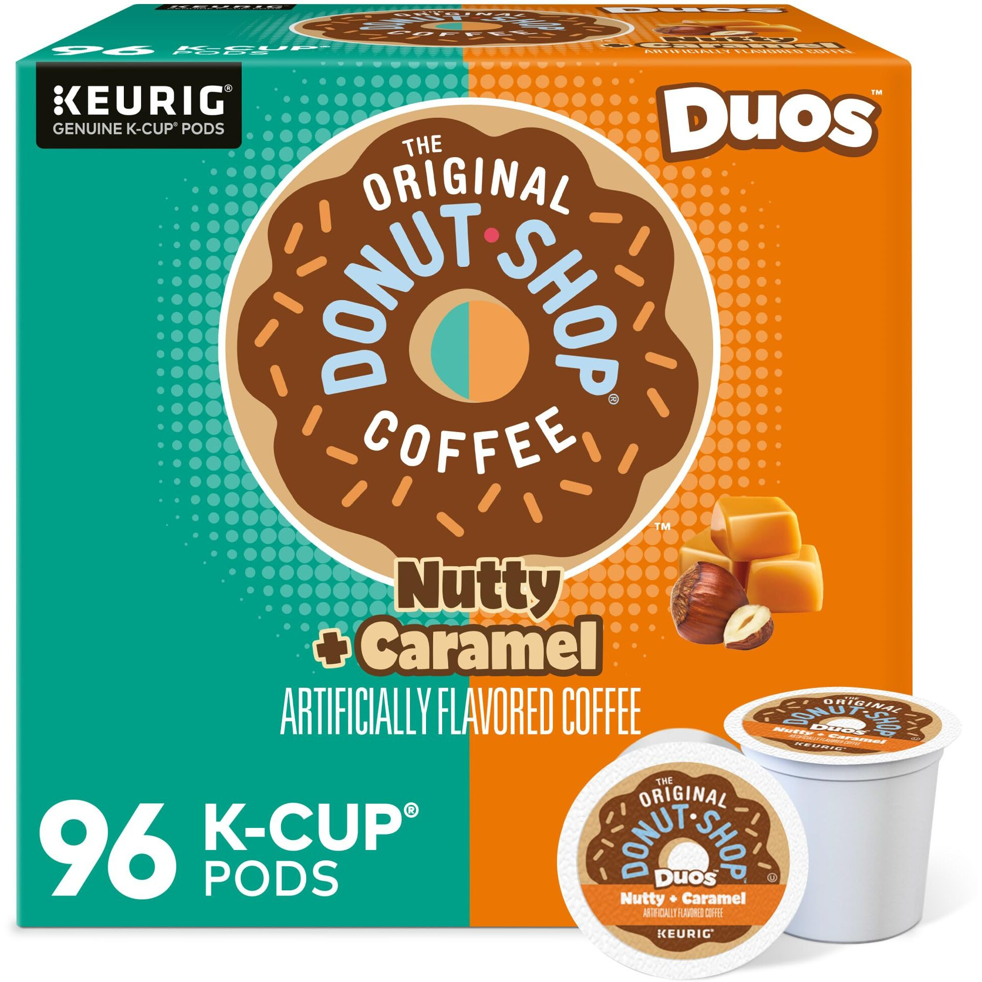 The Original Donut Shop Duos Nutty + Caramel Keurig Single-Serve K-Cup Pods, Medium Roast Coffee, 96 Count (4 Packs Of 24)