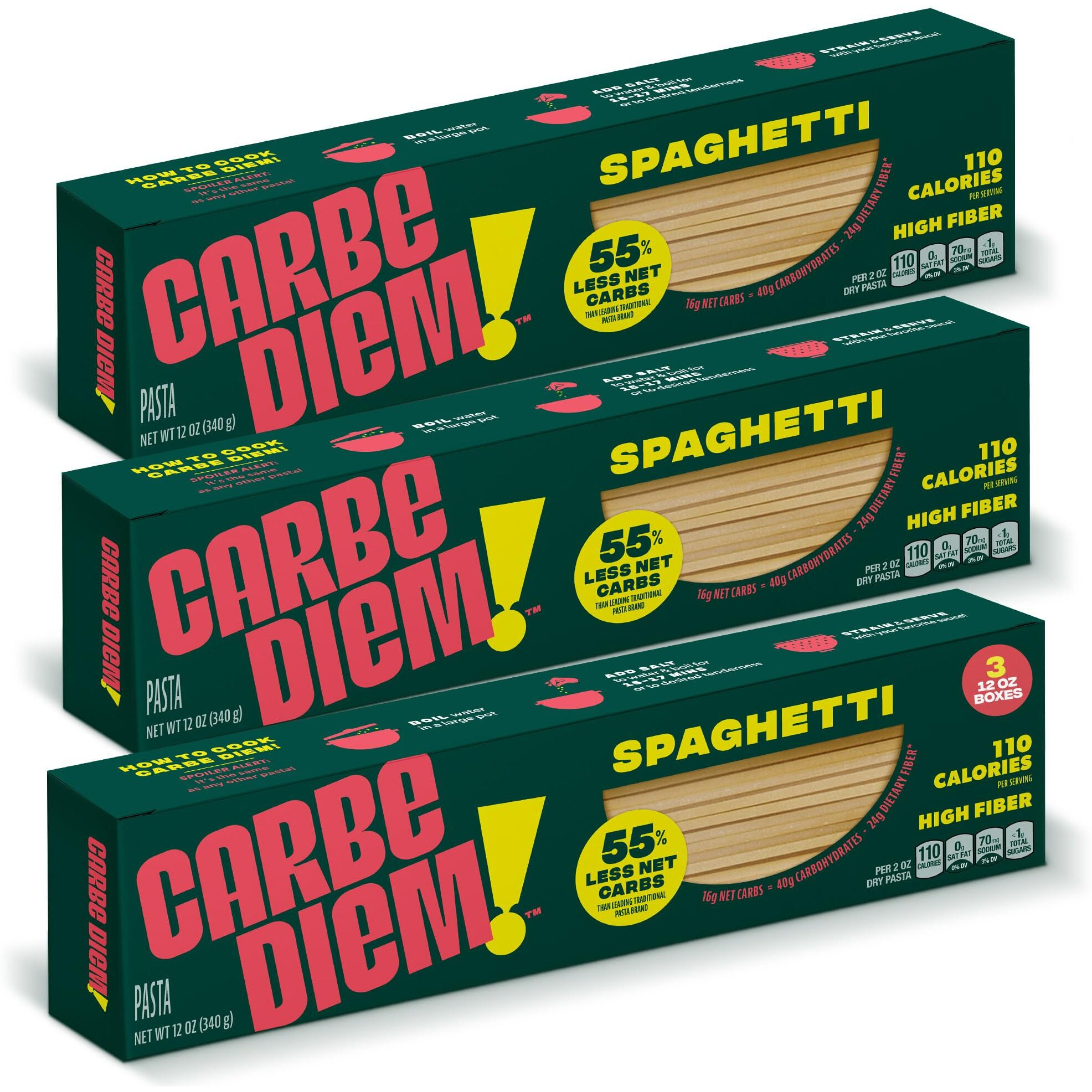 Carbe Diem Spaghetti | 3X 12Oz Bags | Lower Net Carb Pasta With A Traditional Flavor & Texture | Pasta Re-Imagined For Healthy Lifestyles | Spaghetti Pasta | Spaghetti Noodles | Lower Calorie Pasta