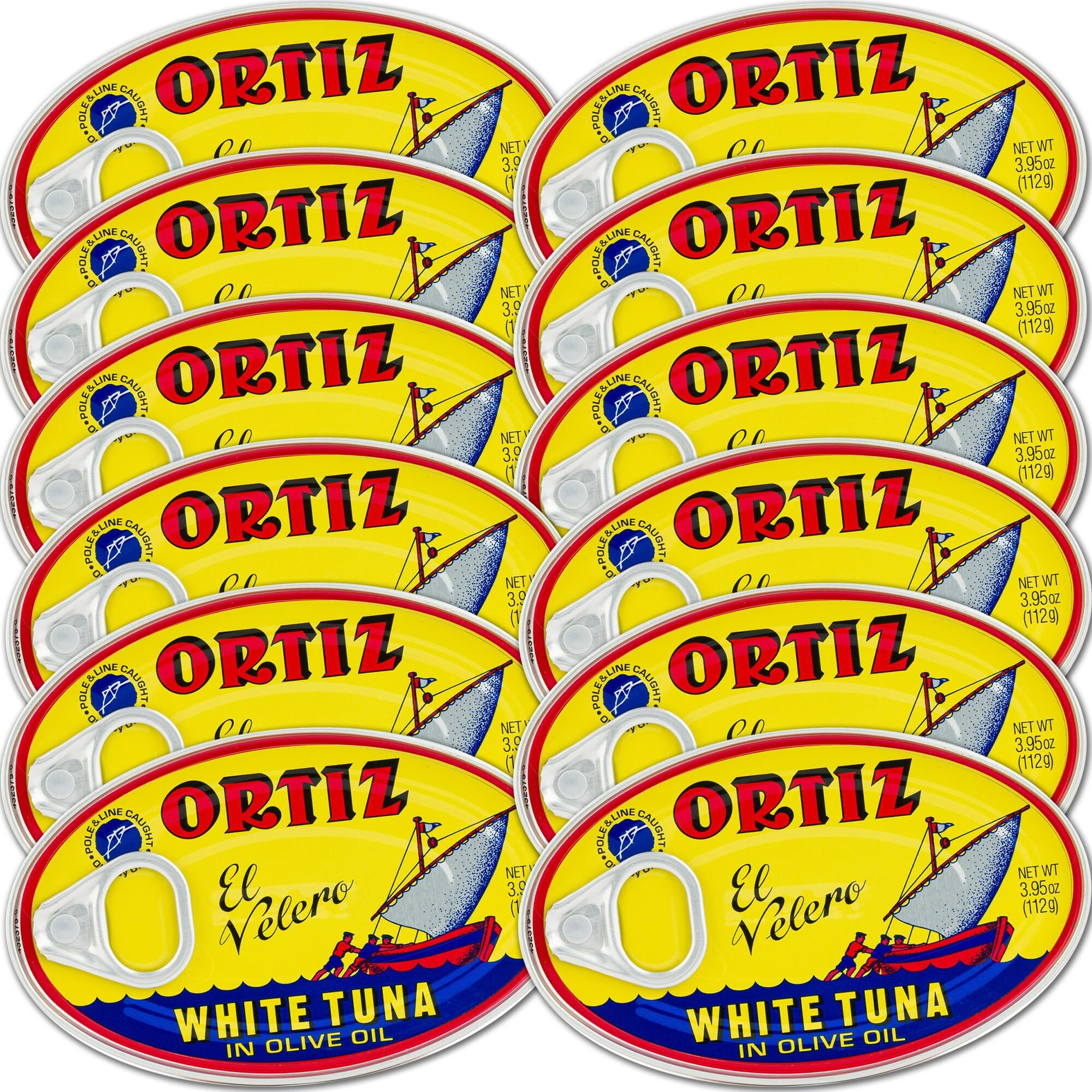 Ortiz White Tuna In Olive Oil, Fresh Tender Slices, Spanish Wild Caught Tuna, High In Protein And Omega 3 Fats, Excellent In Salad, Pasta Or Sandwiches - No Need To Add Mayo, 3.95Oz Can (Pack Of 12)