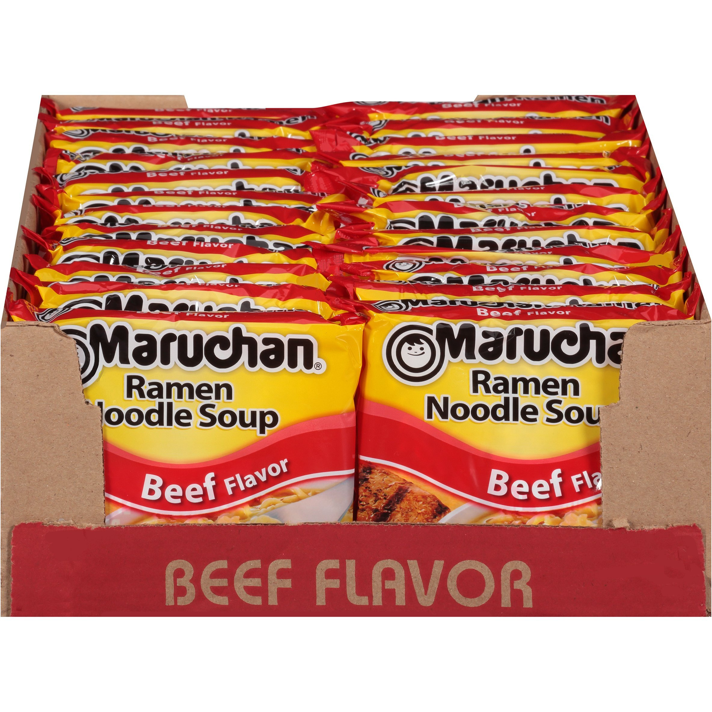 Maruchan Ramen Beef, Instant Ramen Noodles, Ready To Eat Meals, 3 Oz, 24 Count
