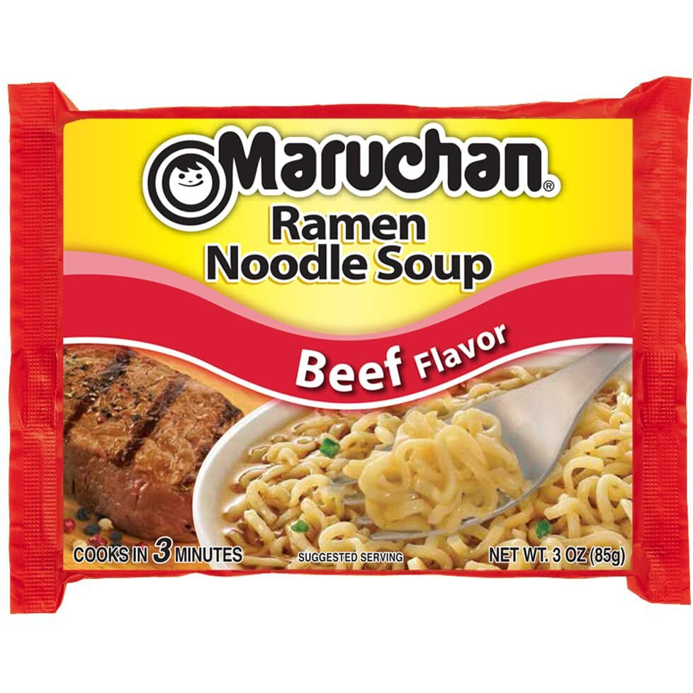 Maruchan Ramen Beef, Instant Ramen Noodles, Ready To Eat Meals, 3 Oz, 24 Count