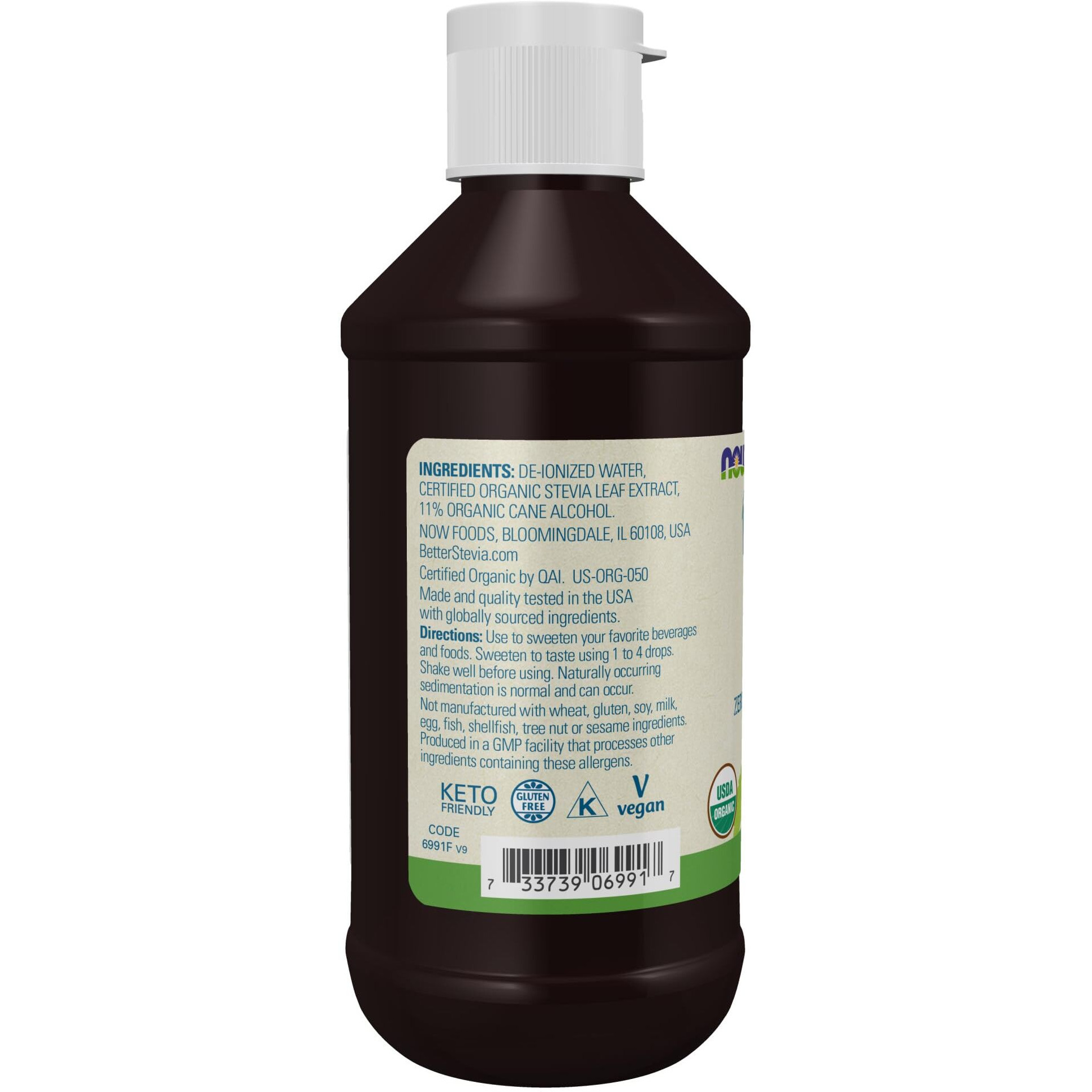 Now Foods Betterstevia Organic Zero-Calorie Liquid Sweetener, Keto Friendly, Suitable For Diabetics, No Erythritol, 8-Ounce