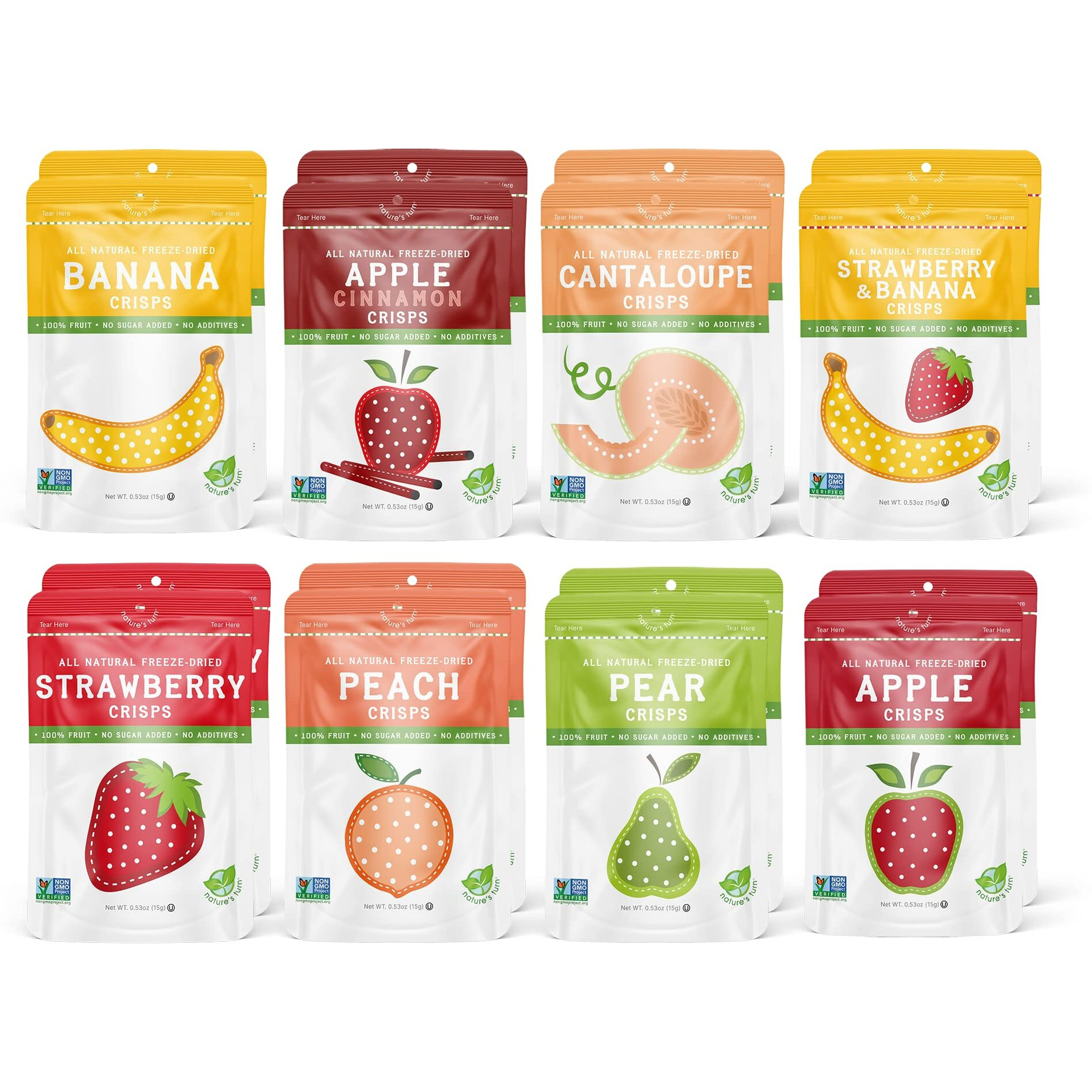 Nature's Turn Freeze-Dried Fruit Snacks, Mega Variety Pack Of 16 (0.53 Oz Each)