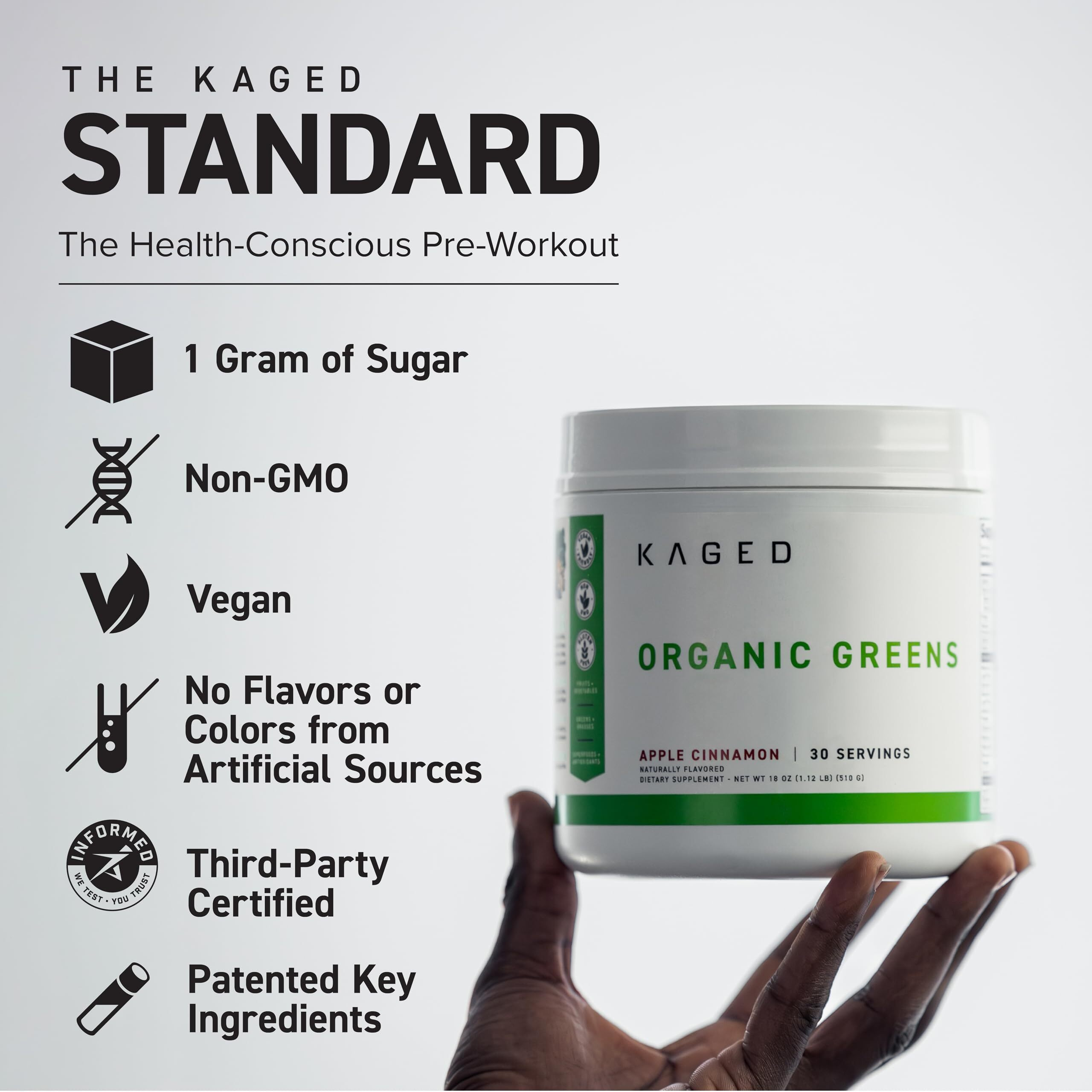 Kaged Organic Greens Superfood Powder | Outlive100 Berry | Supergreens | Apple Cider Vinegar | Ashwagandha | 30 Servings