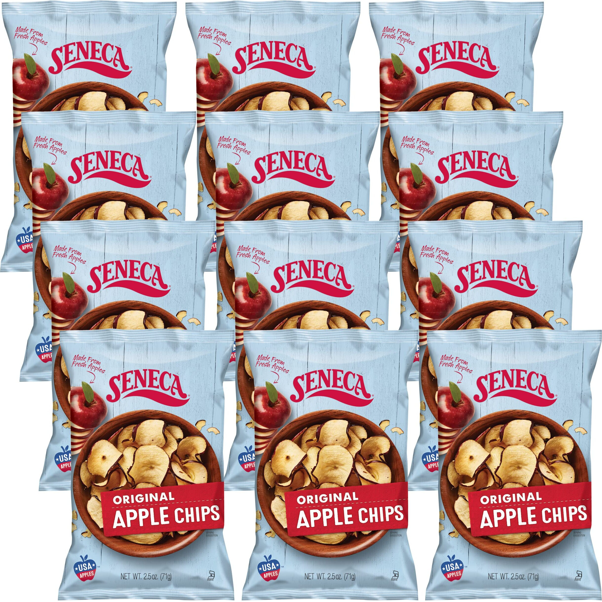 Seneca Original Apple Chips | Made From Fresh 100% Red Delicious Apples | Yakima Valley Orchards | Seasonally Picked | Crisped Apple Perfection | Foil-Lined Freshness Bag | 2.5 Ounce (Pack Of 12)