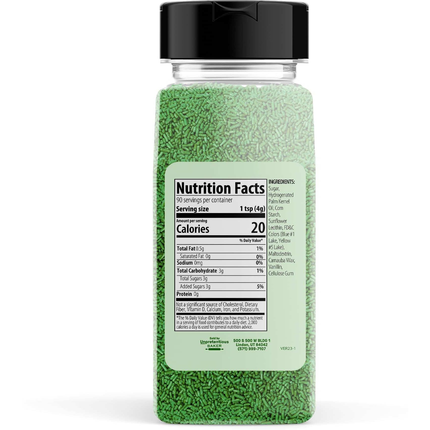 Unpretentious Green Sprinkles, 2 Cups, Bright & Colorful, Decorative & Fun Topping For Baking