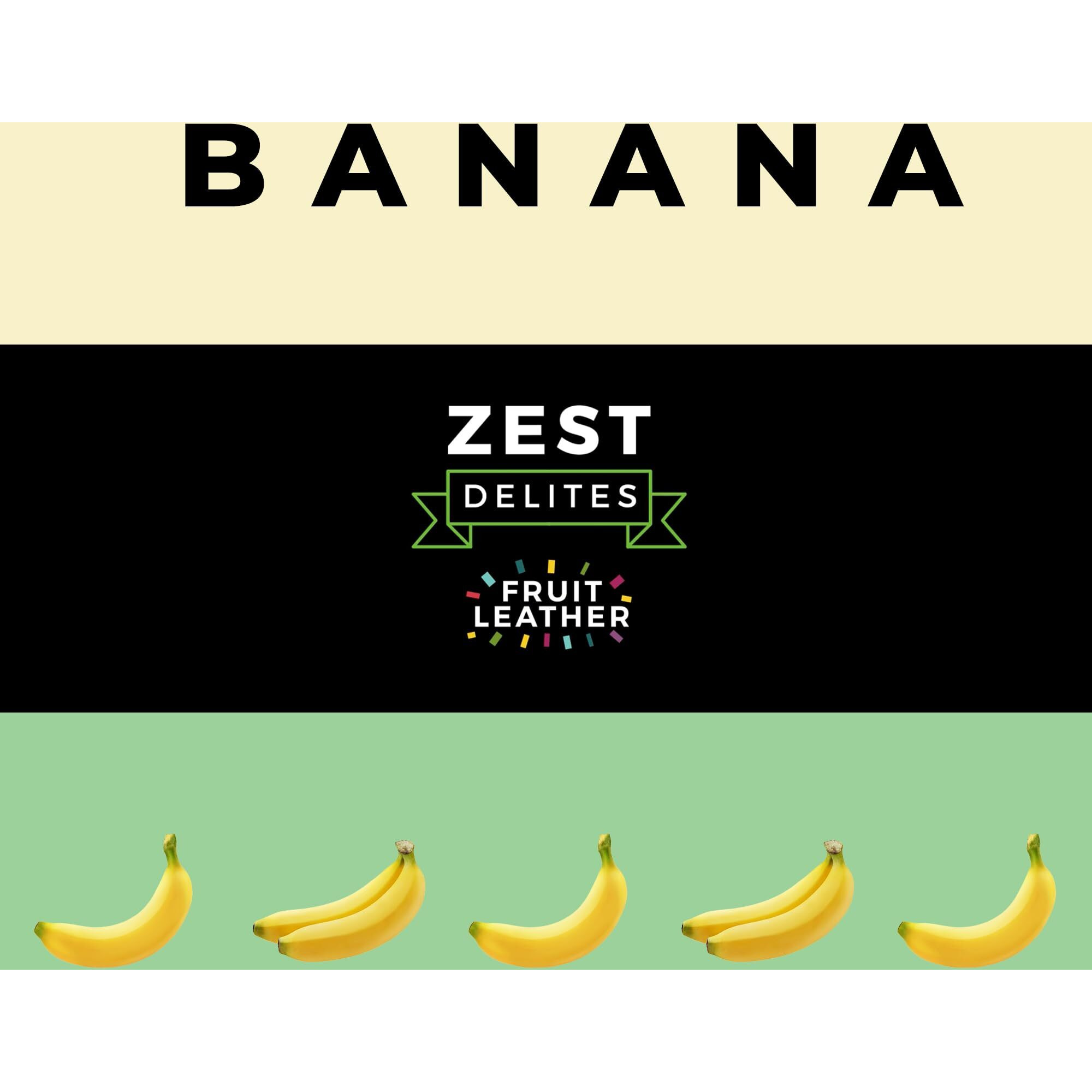 Fruit Snacks By Zest Delites, Fruit Leather, Banana Fruit Bars, Healthy Snacks For Adults, Dried Fruit No Sugar Added, Apple-Based, Banana, 0.88 Oz X 10
