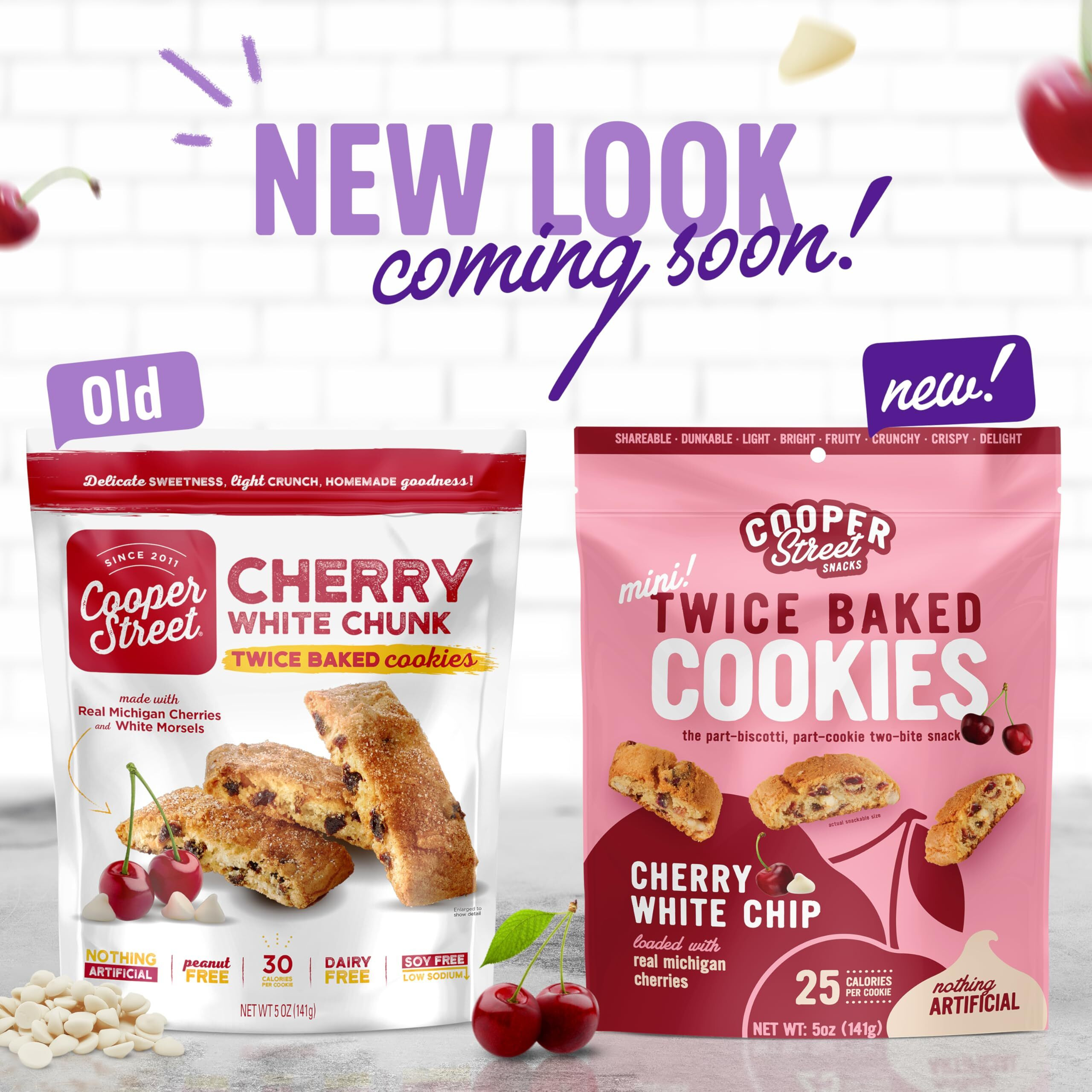 Cooper Street Italian Biscotti Cookies - Twice Baked Biscotti Style Cookie Biscuits In Delicious Cherry White Chunk Flavor | Crispy, Light And Healthy Cookies | Peanut & Dairy Free | 5 Ounce |Pack Of 6