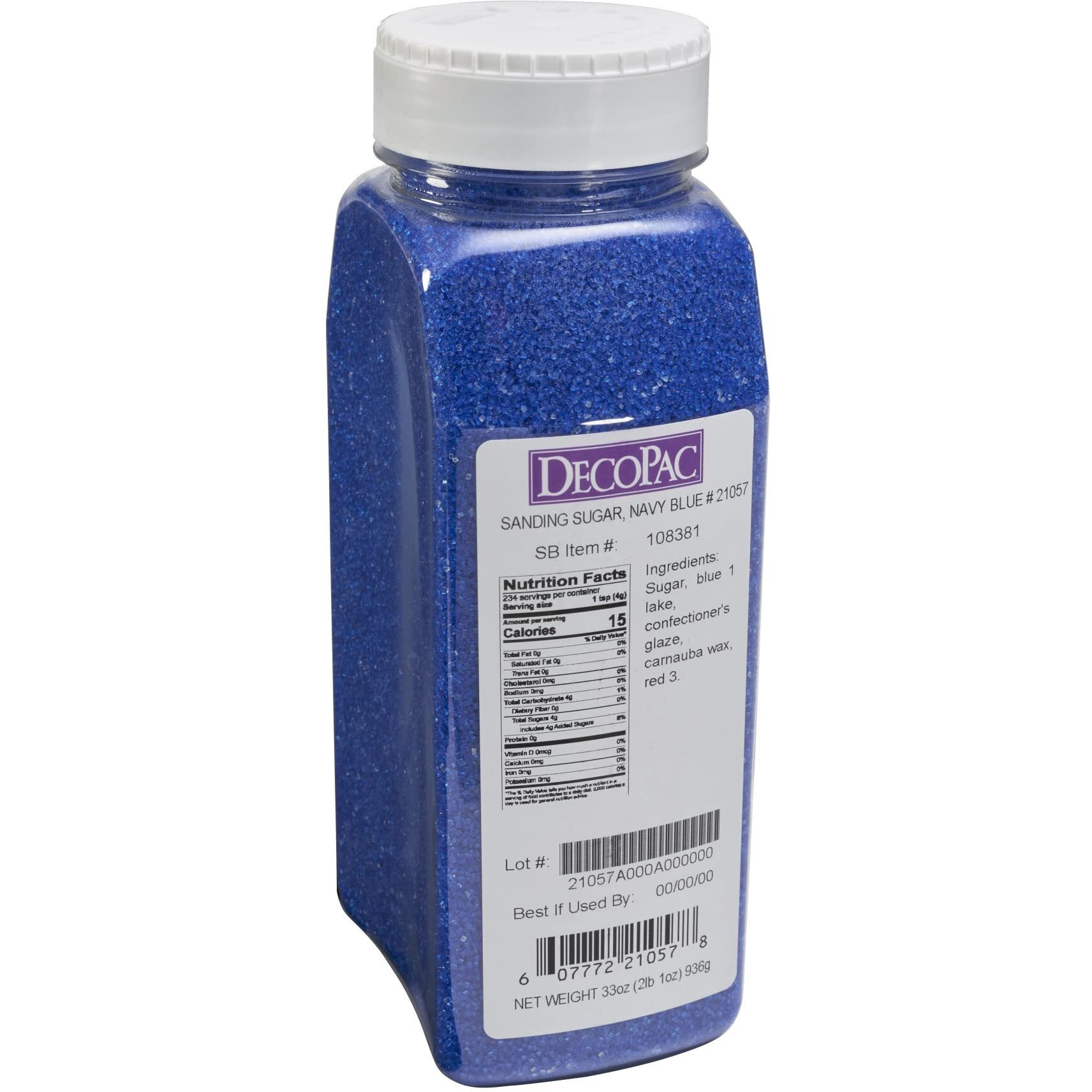 Decopac Sanding Sugar, Dark Blue Edible Sugar Sprinkles, Edible Sanding Sugar In Handheld Container| Made In Usa | Sugar Sprinkle Mix For Celebration Cakes, Cupcakes, Cookies, 33Oz - Dark Blue