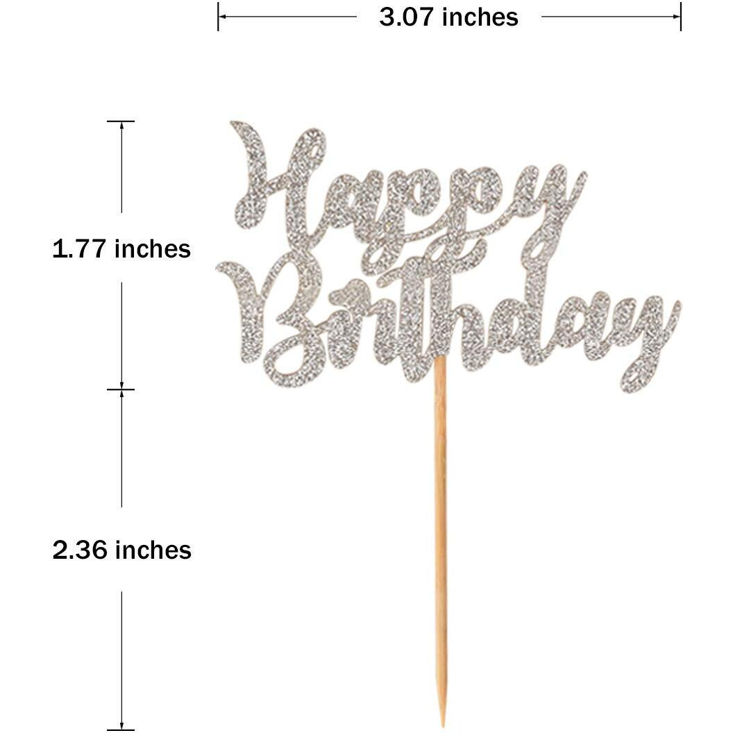 Donoter 48 Pcs Glitter Happy Birthday Cupcake Toppers Cake Picks For Birthday Party Decoration Supplies