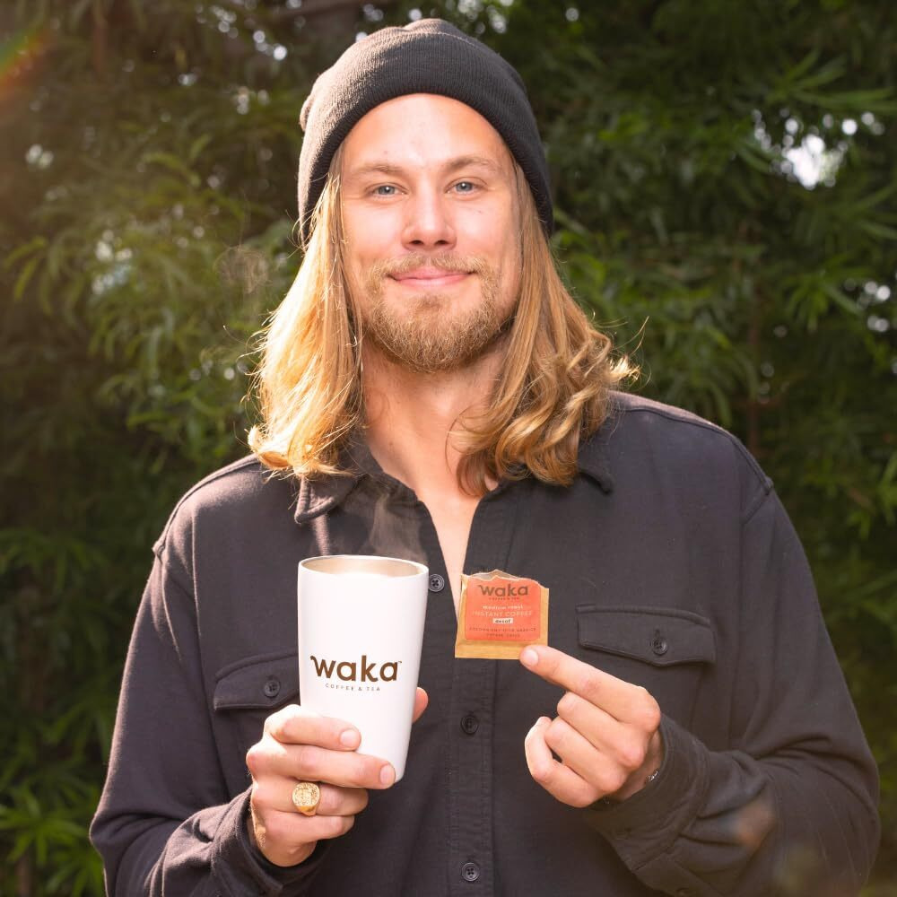 Waka Instant Coffee, Decaffeinated Medium Roast - 100% Arabica Colombian Beans, Freeze Dried Granules, No Additives - Single Serve Packets For Quick Hot And Iced Coffees (50 Individual Coffee Packets)