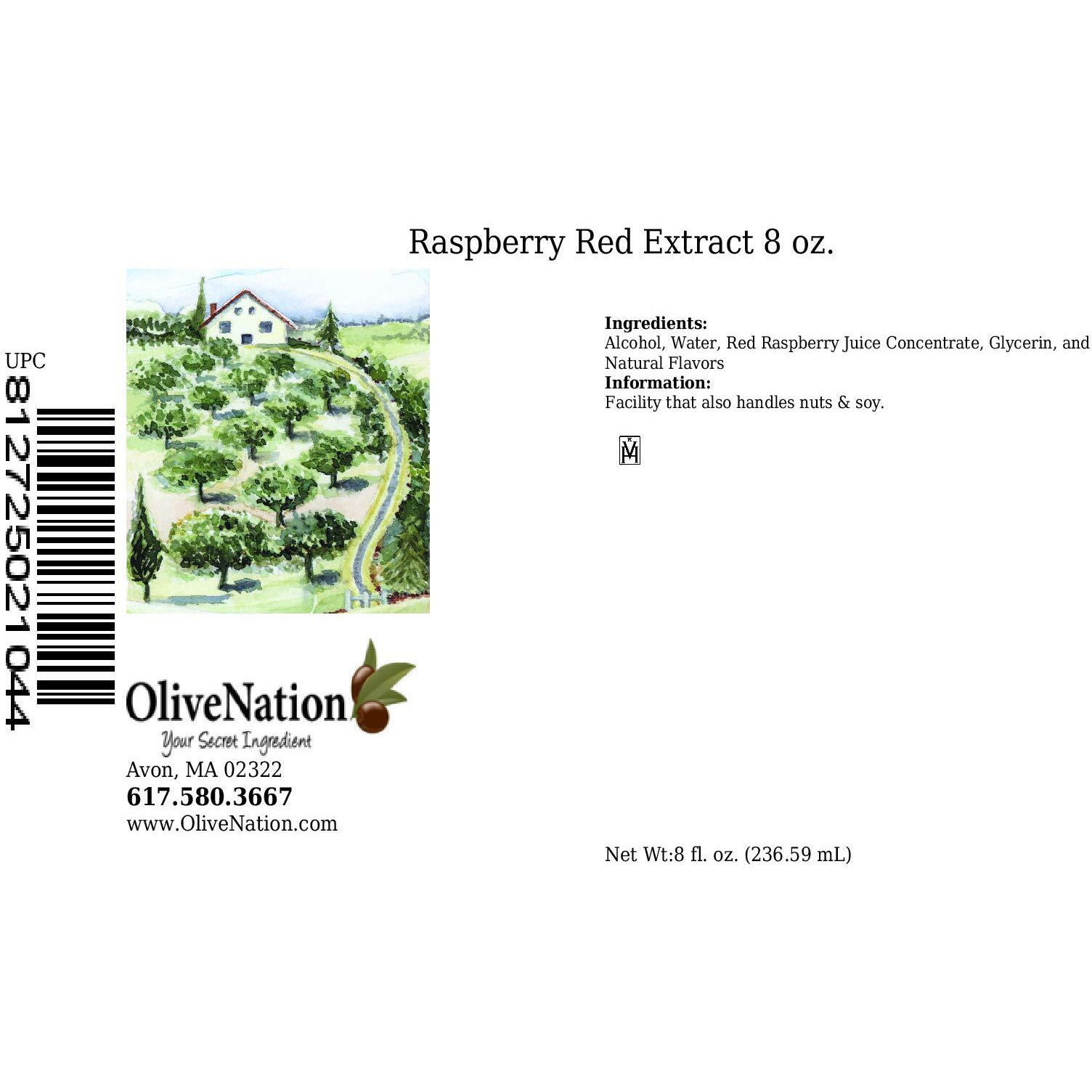 Olivenation Pure Red Raspberry Extract - 8 Ounces - Sugar-Free - Premium Quality Flavoring Extract For Baking