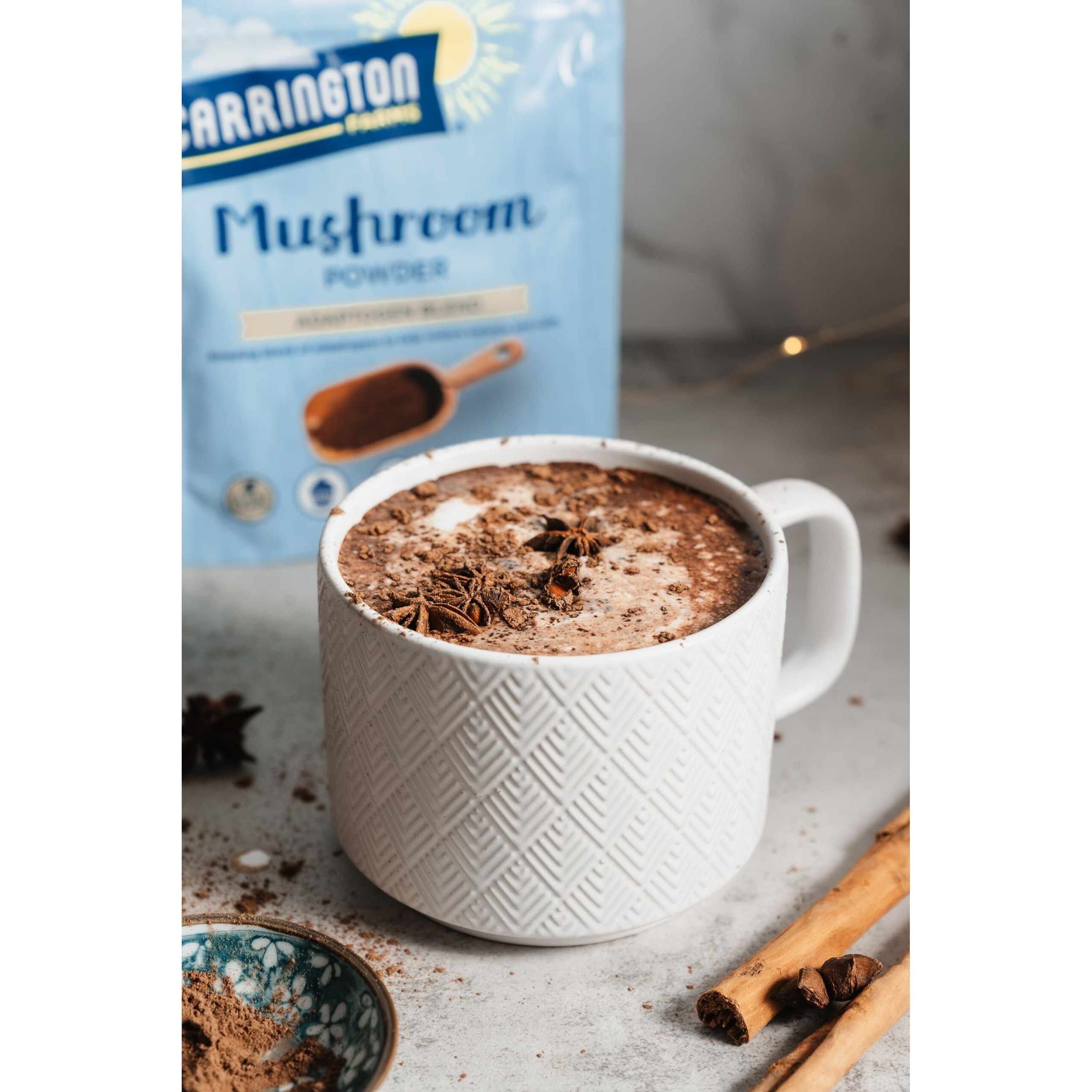 Carrington Farms Mushroom Powder - Wellness Blend Of Lions Mane, Reishi, & Chaga For Nutrition Boost - Daily Superfood Formula Of Adaptogens (3.5 Oz)