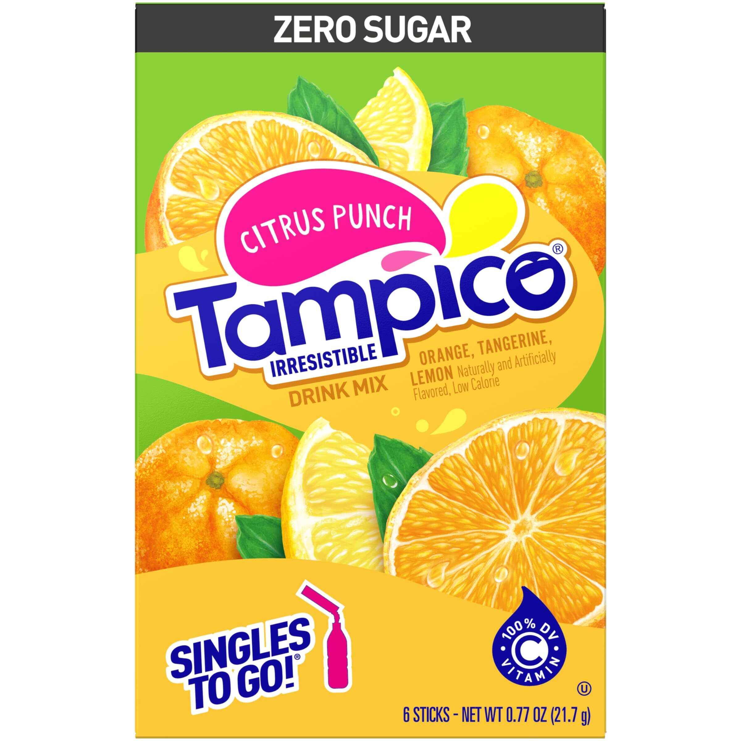 Tampico Variety Pack - Singles To Go Powdered Drink Mix - Pack Of 6-3 Boxes Of Mango Punch And 3 Boxes Of Citrus Punch - Excellent Source Of Vitamin D And Zero Sugar