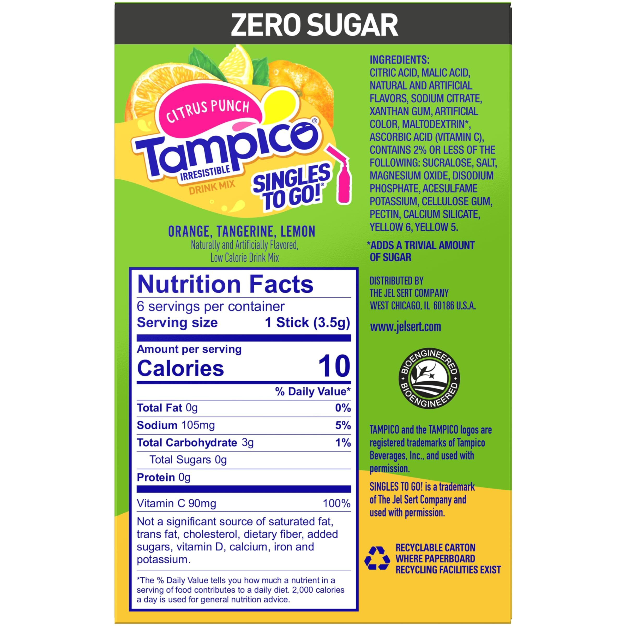 Tampico Variety Pack - Singles To Go Powdered Drink Mix - Pack Of 6-3 Boxes Of Mango Punch And 3 Boxes Of Citrus Punch - Excellent Source Of Vitamin D And Zero Sugar