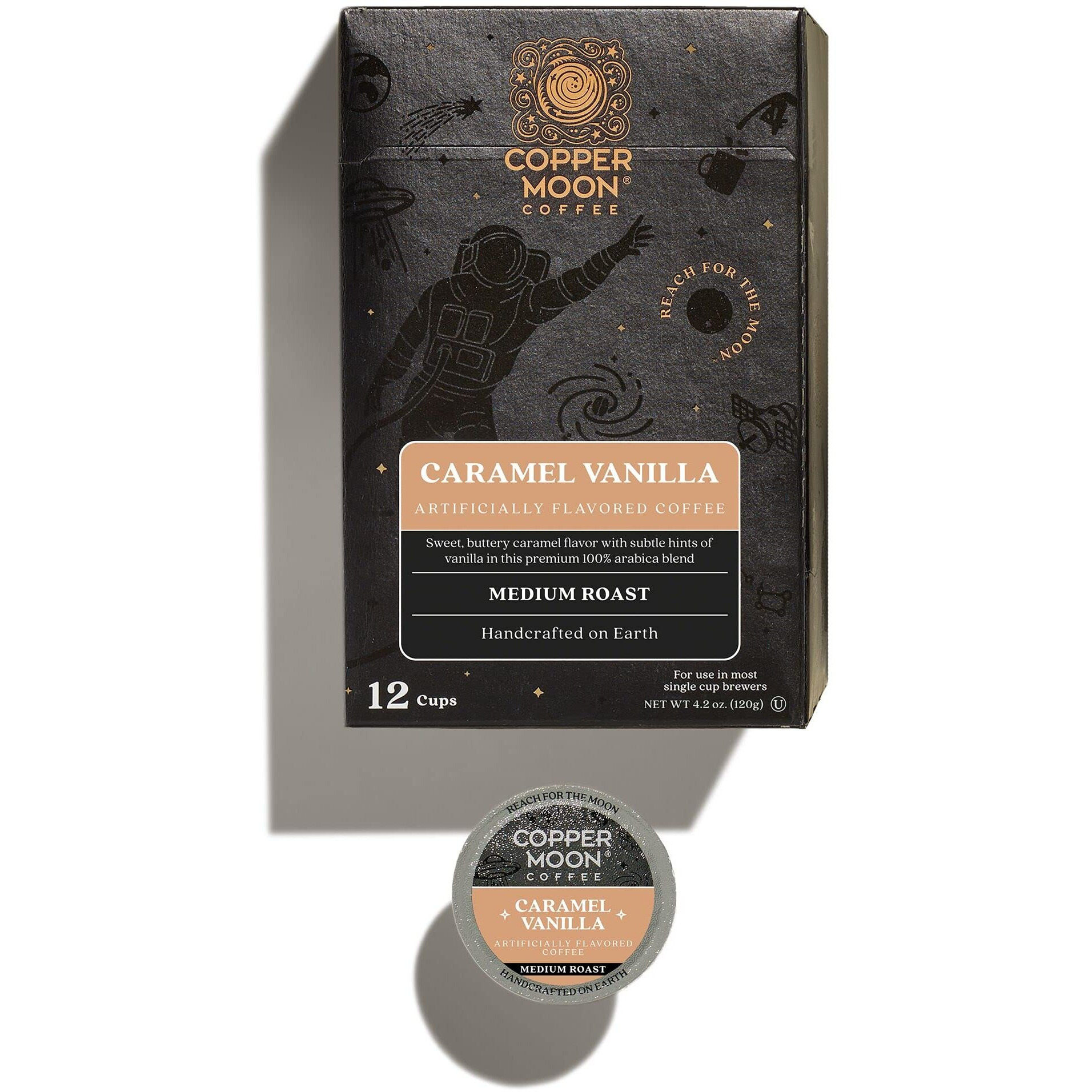Copper Moon Single Serve Coffee Pods For Keurig K-Cup Brewers, Medium Roast, Caramel Vanilla Blend, 12 Count