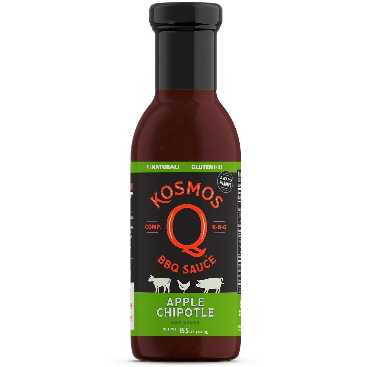 Kosmos Q Apple Chipotle Bbq Sauce - 15.5 Oz Bottle For Award-Winning Bbq & Marinades - Thick Barbecue Sauce For Tender & Juicy Meat (Apple Chipotle)