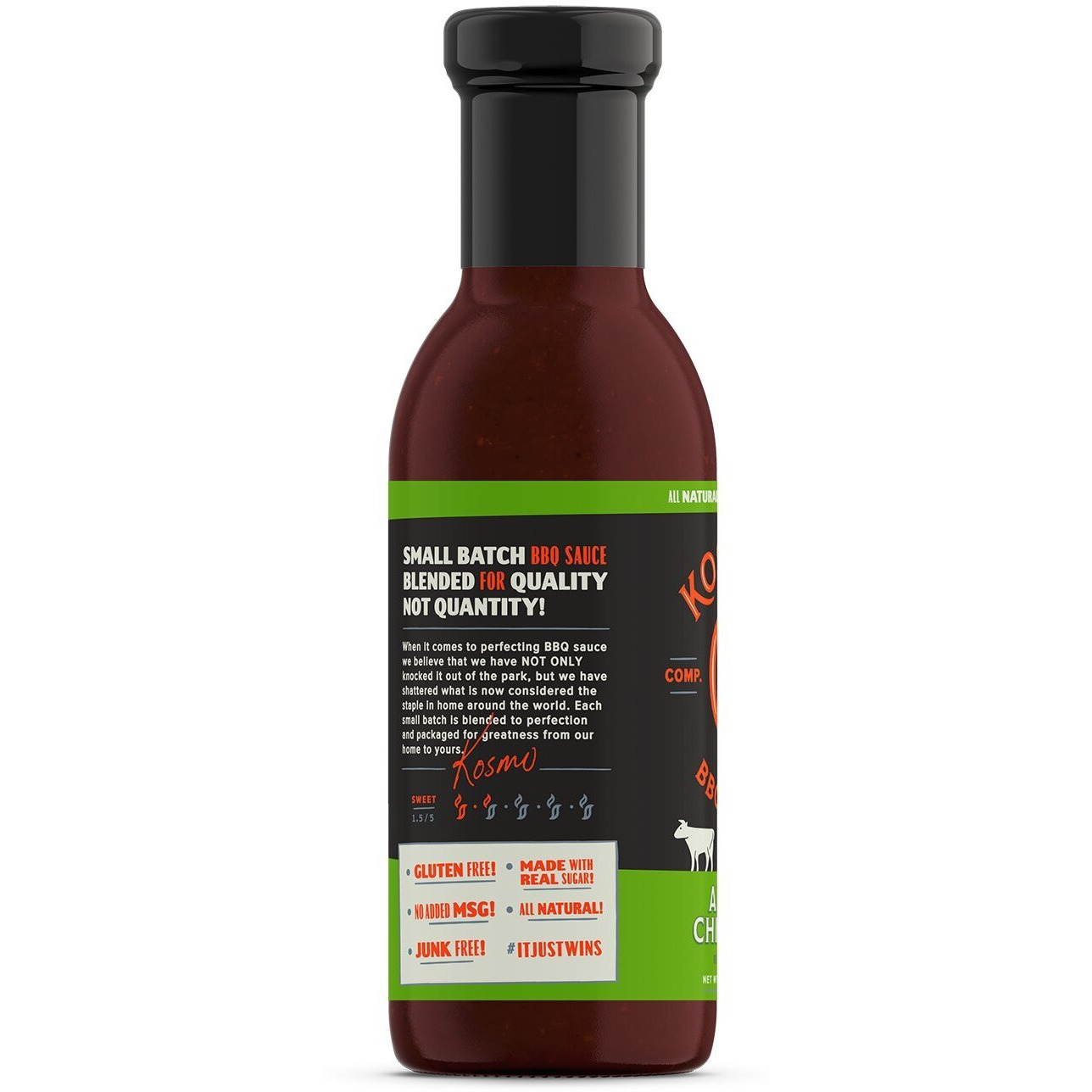 Kosmos Q Apple Chipotle Bbq Sauce - 15.5 Oz Bottle For Award-Winning Bbq & Marinades - Thick Barbecue Sauce For Tender & Juicy Meat (Apple Chipotle)