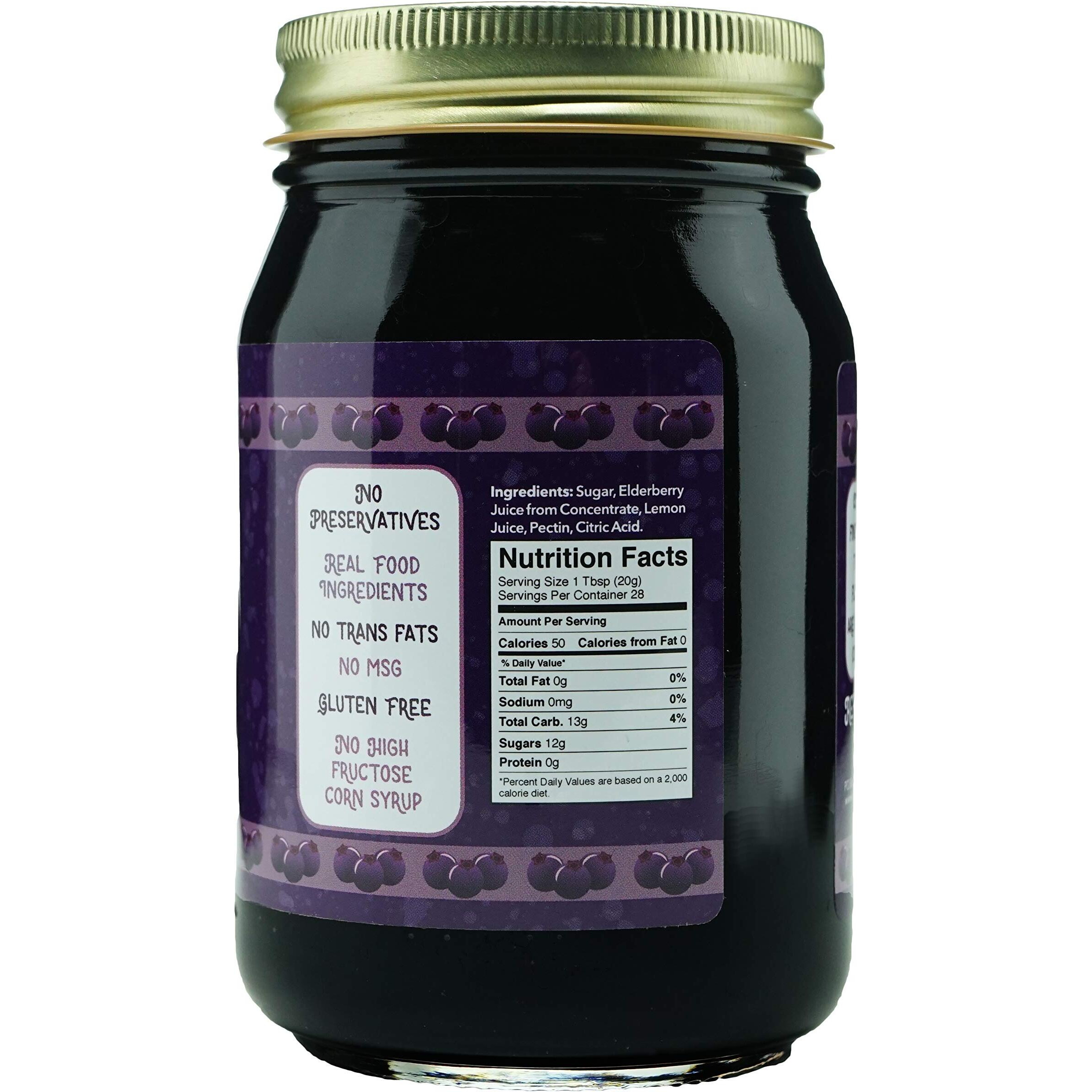 Green Jay Gourmet Elderberry Jelly - All-Natural Jam With Elderberries & Lemon Juice - Vegan, Gluten-Free Jam - Contains No Preservatives Or Corn Syrup - Made In Usa Elderberry Jam - 20 Ounces