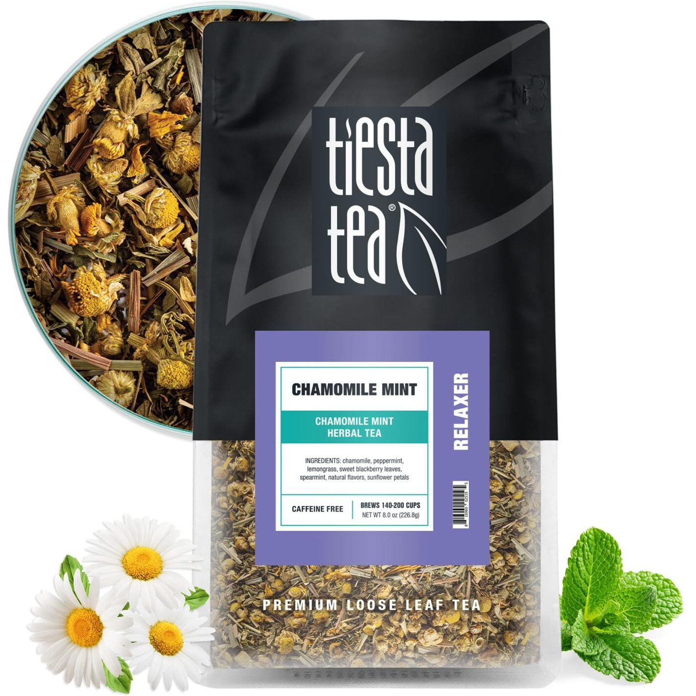 Tiesta Tea - Chamomile Mint | Chamomile Mint Herbal Tea | Premium Loose Leaf Tea Blend | Caffeine Free Herbal Tea | Make Hot Or Iced Up & 200 Cups - 8 Oz Resealable Bulk Pouch