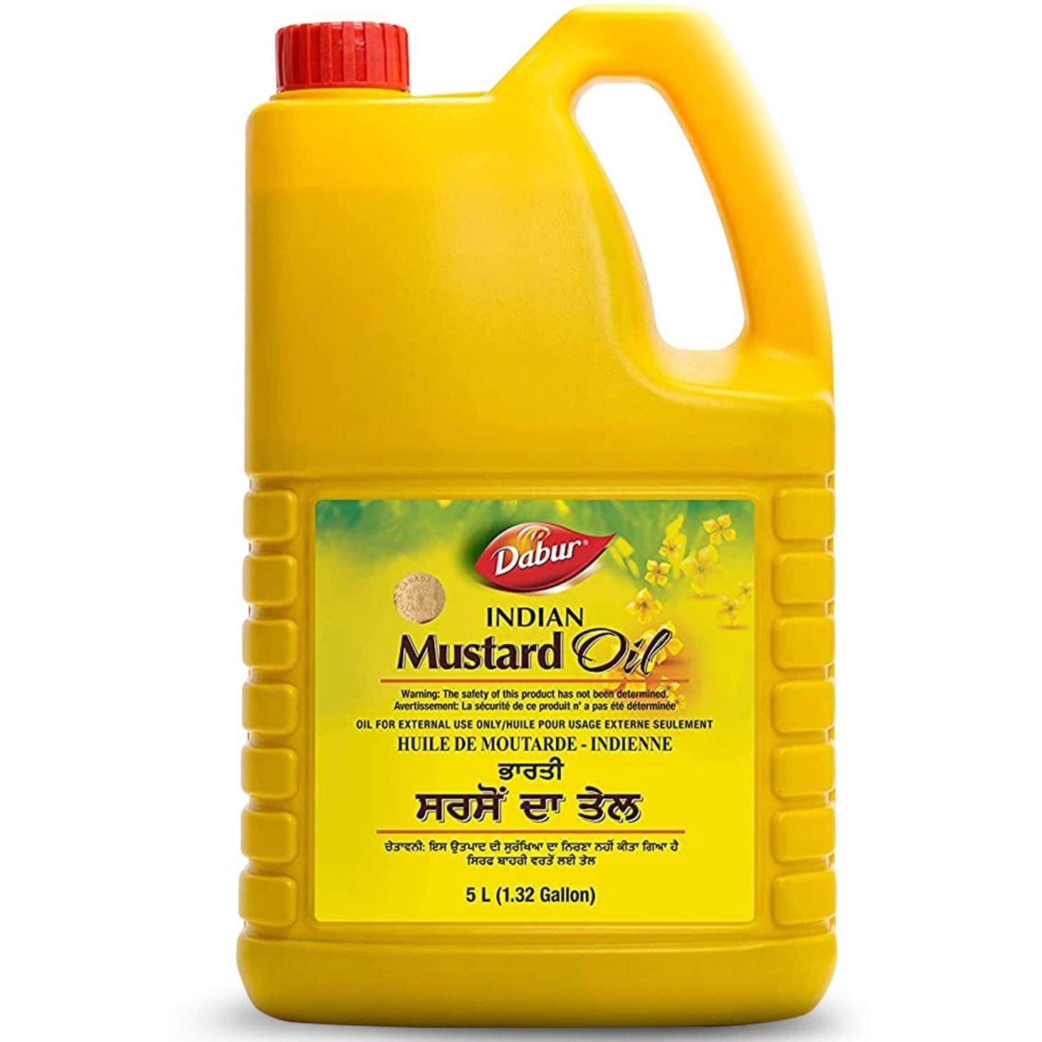 Dabur Kachi Ghani Mustard Oil - Oil For Skin And Hair Care, Cold-Pressed Oil Body Massage, Therapeutic-Grade Mustard Oil, Natural Oil From Mustard Seeds, Unrefined Mustard Oil (5 Ltr.)