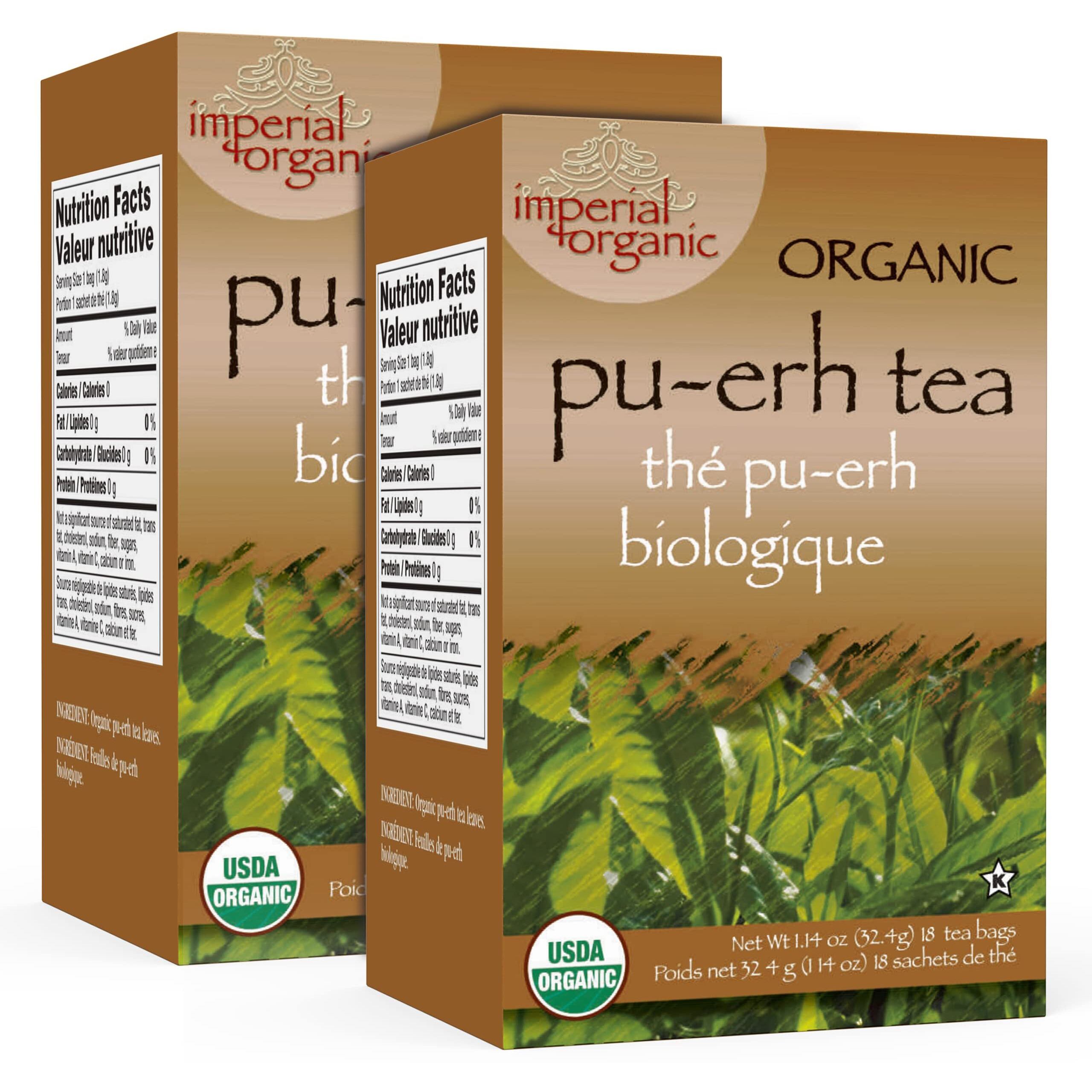 Uncle Lee's Tea Organic Pu-Erh Tea, 100% Natural Chinese Tea, Fresh & Full Earthy Flavor, Enjoy As Hot Tea Or Iced Tea Beverages, Coffee Alternative, 2 Pack - 18 Tea Bags Per Box
