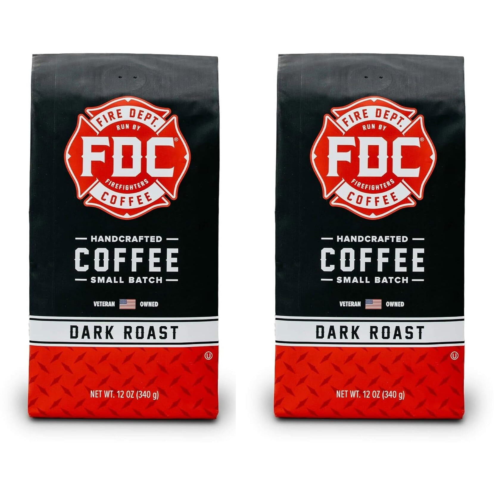 Fire Department Coffee - Gives Back To Firefighters - Dark Roast Ground Coffee - Bold & Smooth - Roasted In The Usa - Handcrafted With Premium Coffee Beans - Veteran Owned (12 Oz, Pack Of 2)