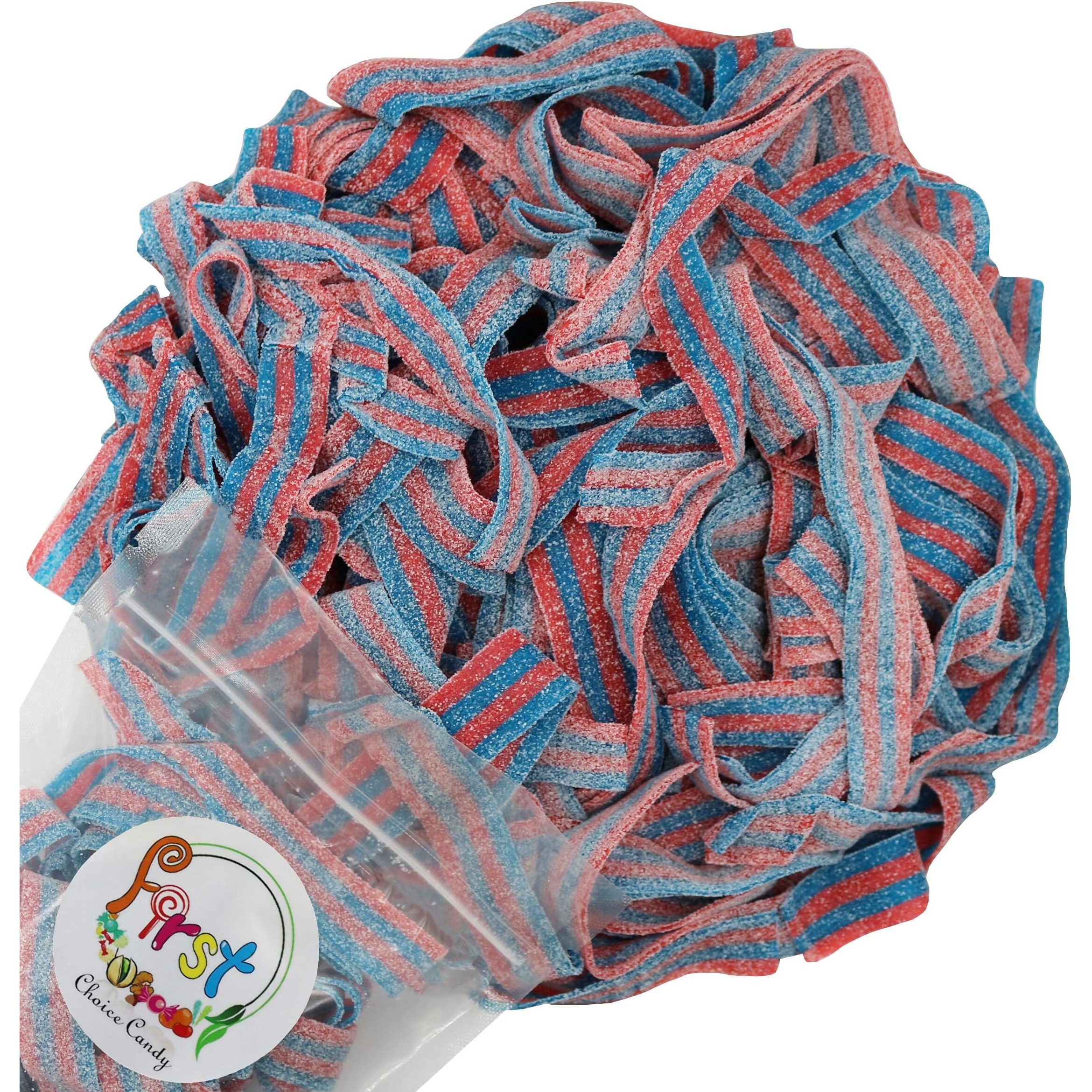 All Color Sour Gummy Belts (Blazpberry Red & Blue Raspberry, 2 Lb)