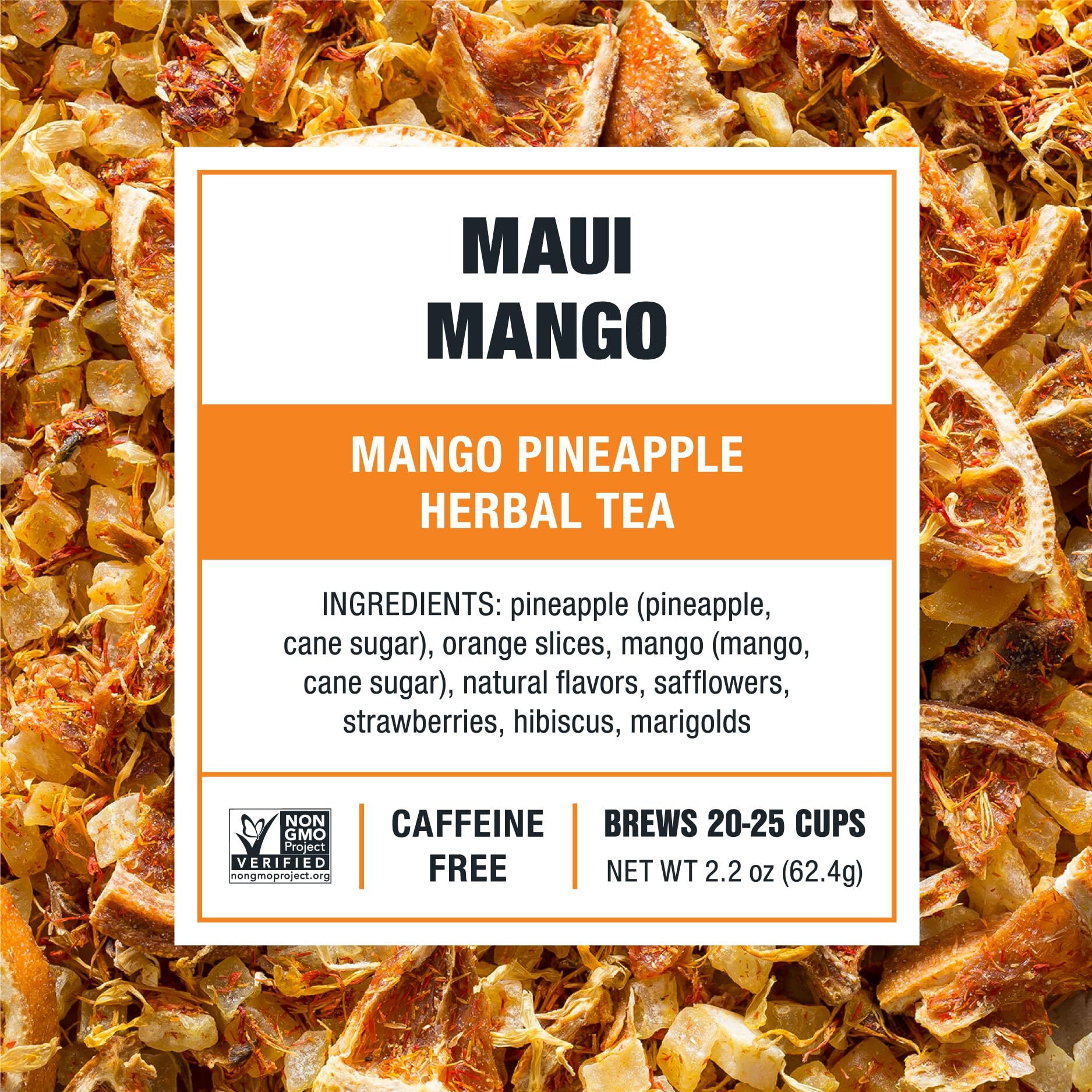 Tiesta Tea - Maui Mango | Mango Pineapple Herbal Tea | Premium Loose Leaf Tea Blend | Non-Caffeinated Fruit Tea | Make Hot Or Iced Tea & Brews Up To 25 Cups - 13.2 Ounce Resealable Pouch, Pack Of 6