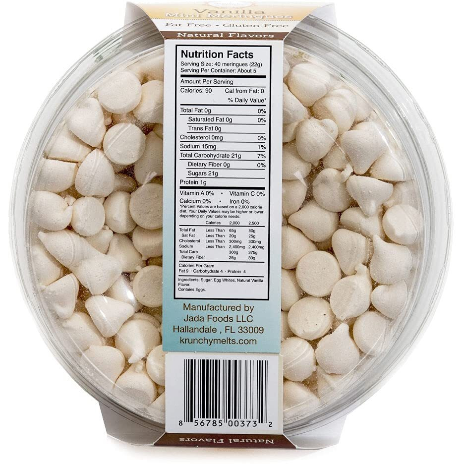 Krunchy Melts Original Meringue Cookies | Vanilla Minis Flavor | Only 90 Calories Per Serving | Fat Free, Gluten Free, Dairy Free (4 Oz)