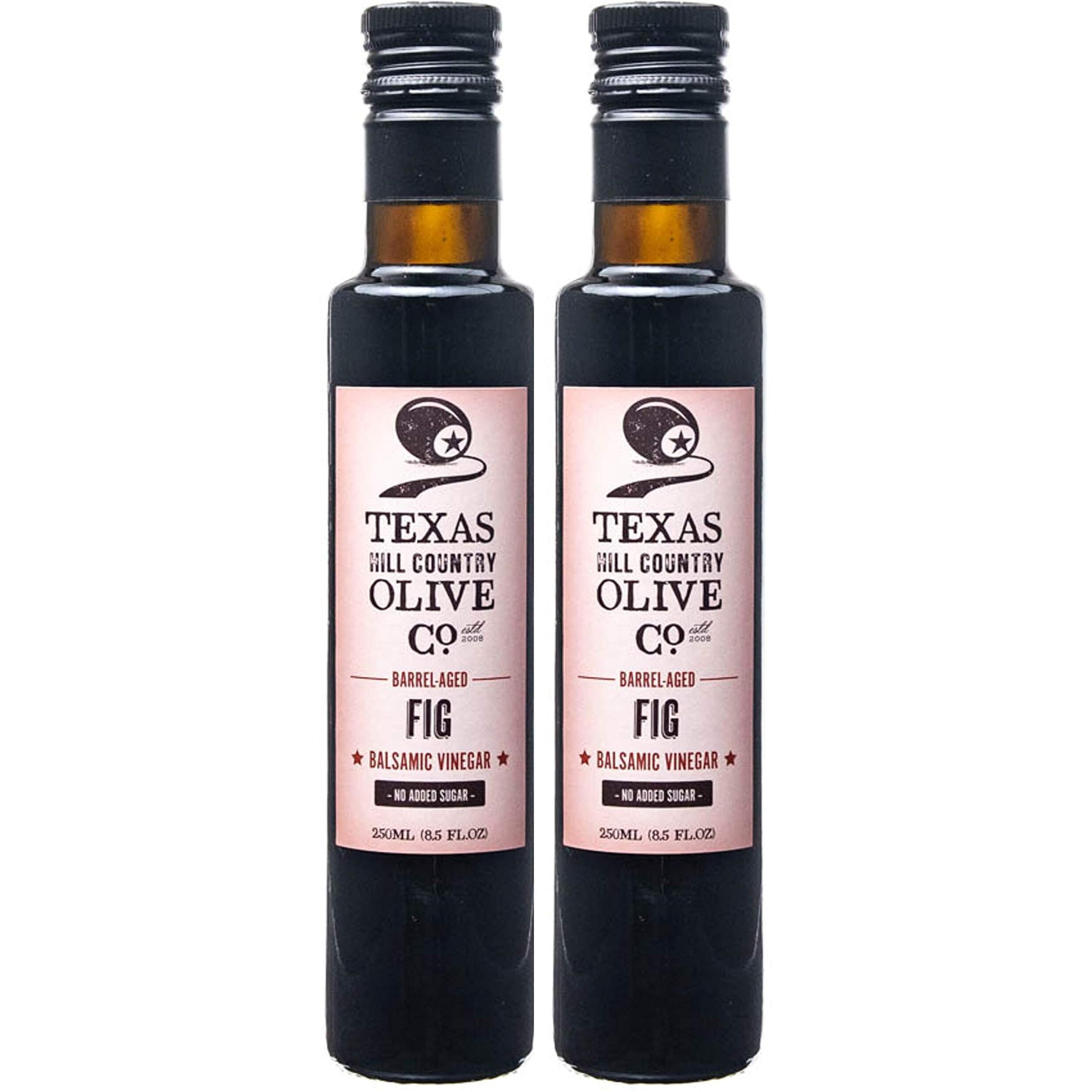 Fig Balsamic Vinegar - Gourmet Barrel Aged Infused Balsamic Vinegar - Great For Dressing Dipping Glazing - No Artificial Flavors Or Added Sugar - Made In Texas (8.5 Oz, 2 Pack)