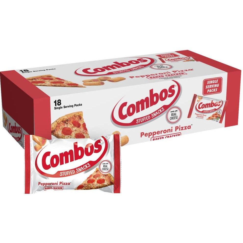 Combos Pepperoni Pizza Cracker Baked Snacks Bag 1.7 Ounce, 18 Count (Pack Of 2)