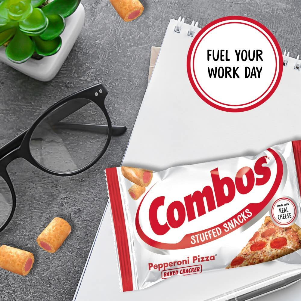 Combos Pepperoni Pizza Cracker Baked Snacks Bag 1.7 Ounce, 18 Count (Pack Of 2)