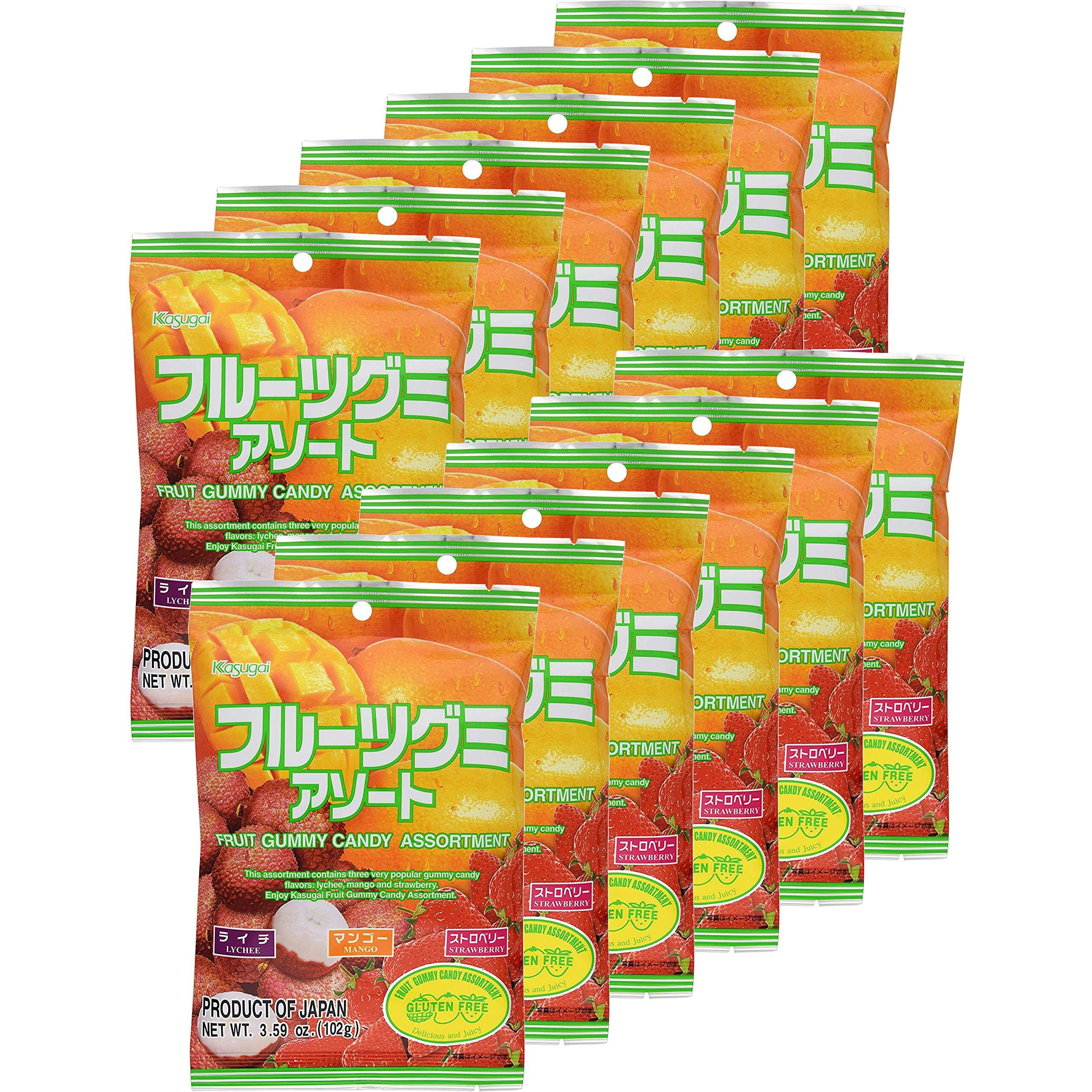 Kasugai Fruit Assort Gummy Candy 3.59Oz (12 Pack)