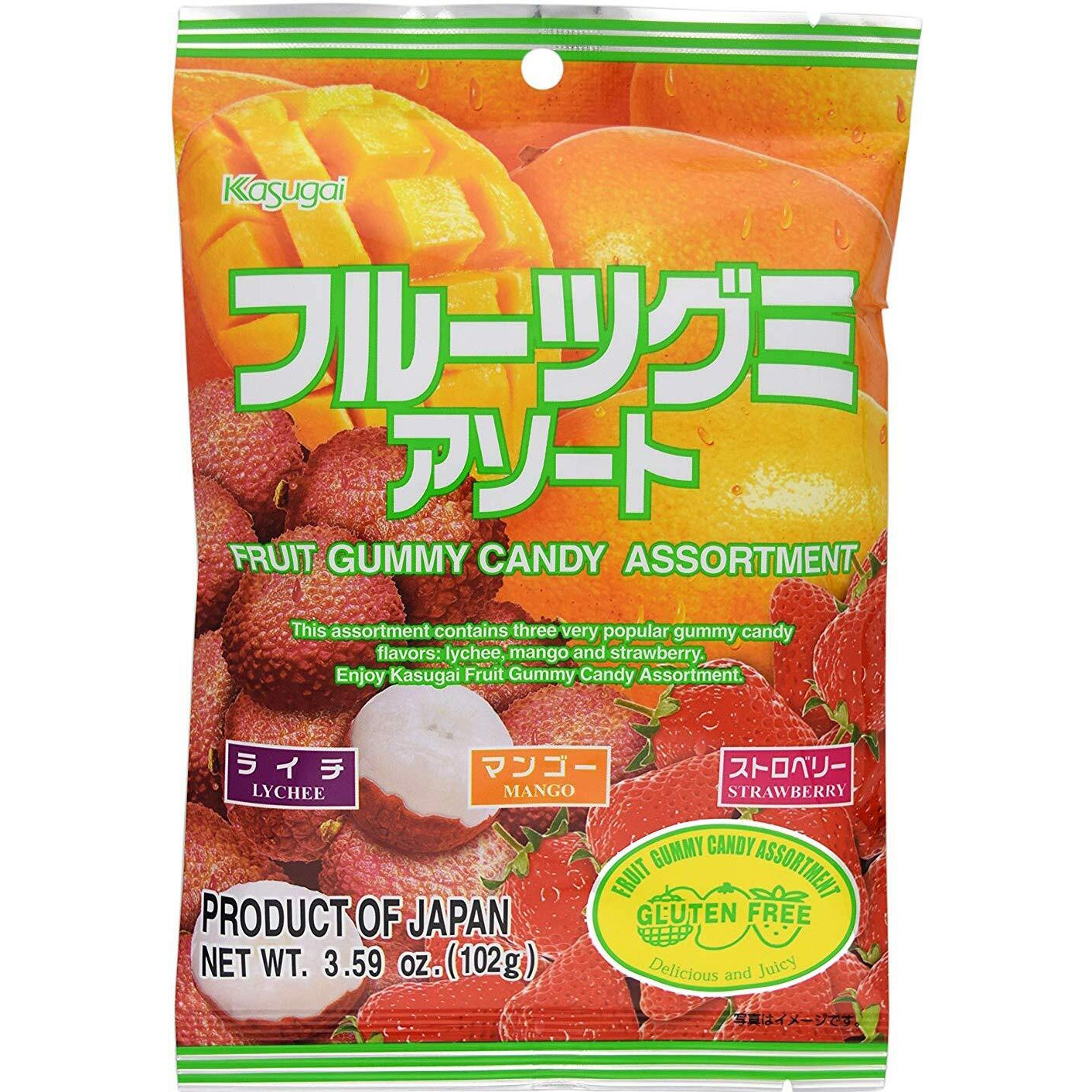 Kasugai Fruit Assort Gummy Candy 3.59Oz (12 Pack)