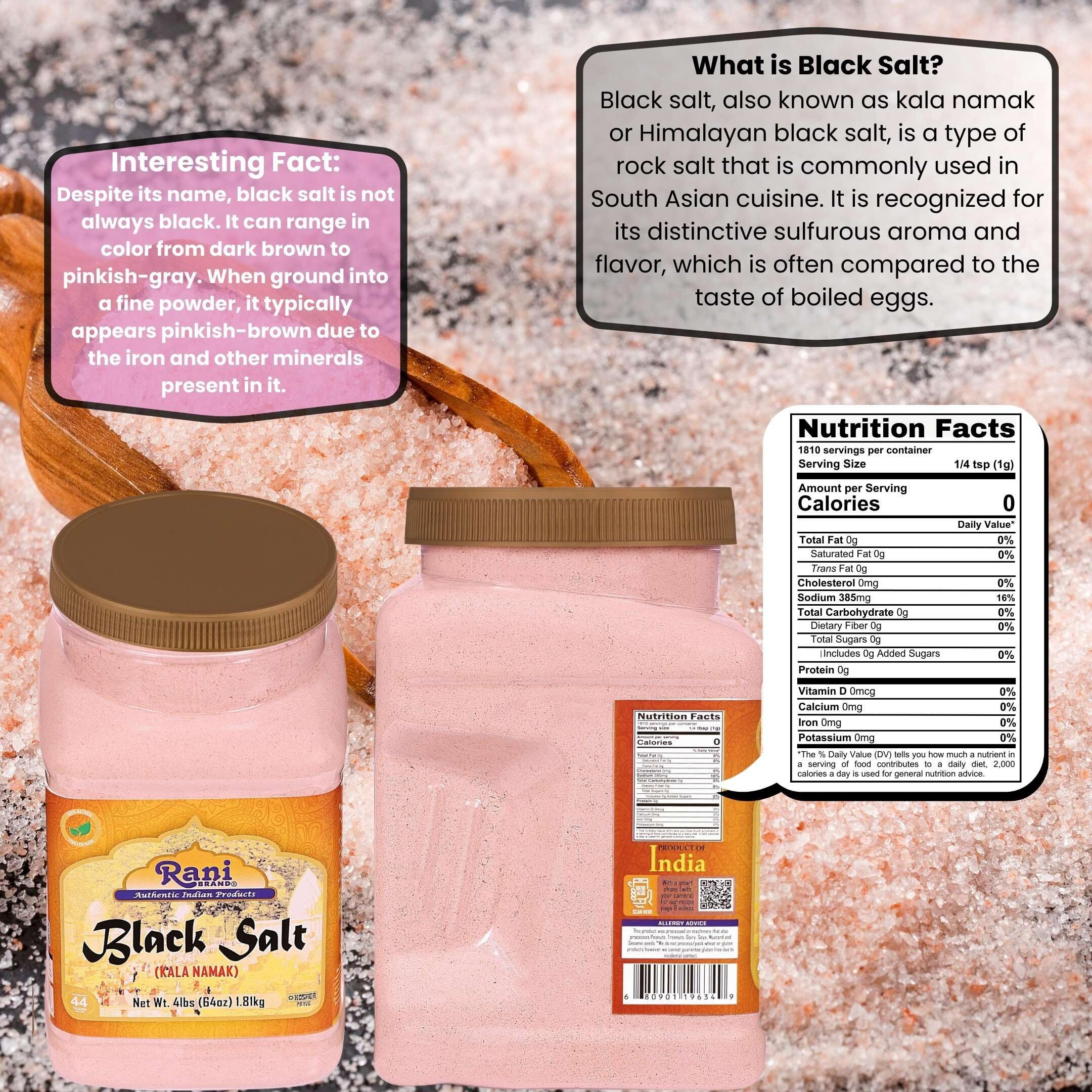 Rani Black Salt Powder (Kala Namak) Mineral 64Oz (4Lbs) 1.81Kg Bulk Pet Jar ~ Unrefined, Pure And Natural | Vegan | Gluten Friendly | Non-Gmo | Kosher | Indian Origin | Perfect For Tofu Scramble