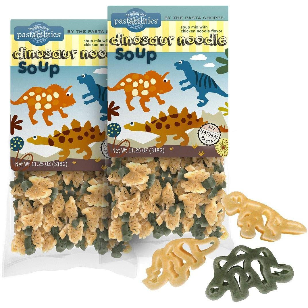 Pastabilities Fun Shaped Pasta For Kids - Dinosaur Noodle Soup - Fun Dino With Soup Mix Animal Theme, Non-Gmo Natural Wheat Pasta, All-Natural, Kosher Certified, Made In The Usa, (2 Pack,11.25 Oz)