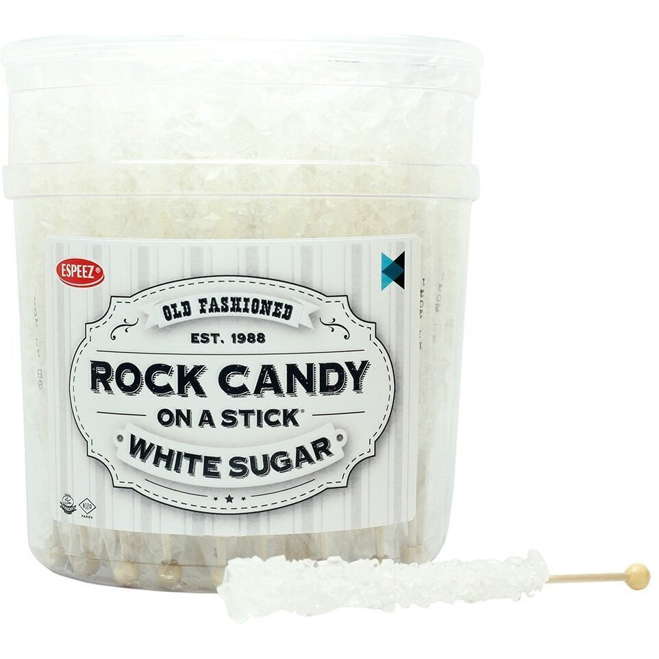 Extra Large Rock Candy Sticks 48 Original Lollipop - White Rock Candy Sticks - Individually Wrapped - Espeez Rock Candy Sticks For Candy Buffet, Birthdays, Weddings, Receptions And Baby Shower