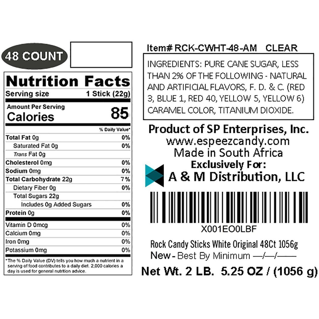 Extra Large Rock Candy Sticks 48 Original Lollipop - White Rock Candy Sticks - Individually Wrapped - Espeez Rock Candy Sticks For Candy Buffet, Birthdays, Weddings, Receptions And Baby Shower