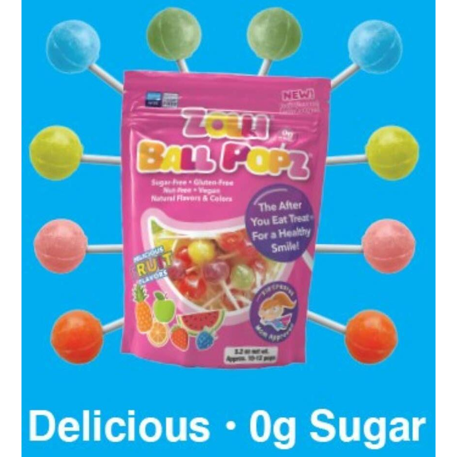 Zollipops Zolli Ball Popz Lollipops Clean Teeth, Natural Fruit, 8Oz