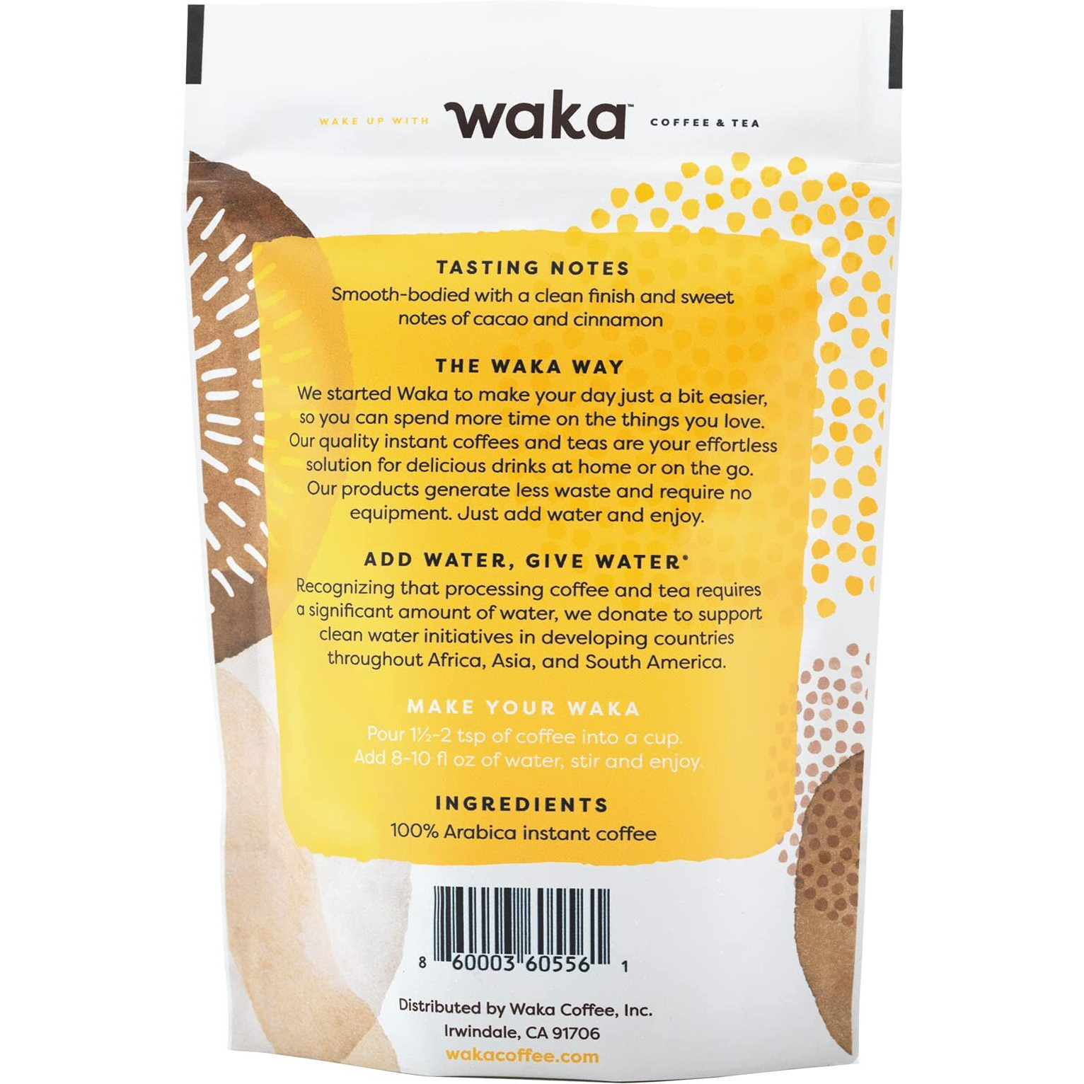 Waka Instant Coffee, House Roast - 100% Arabica Beans, Freeze Dried Granules, No Sugar Or Additives - Bulk Bag For Quick Hot And Iced Coffees, Up To 35 Cups (3.5Oz)