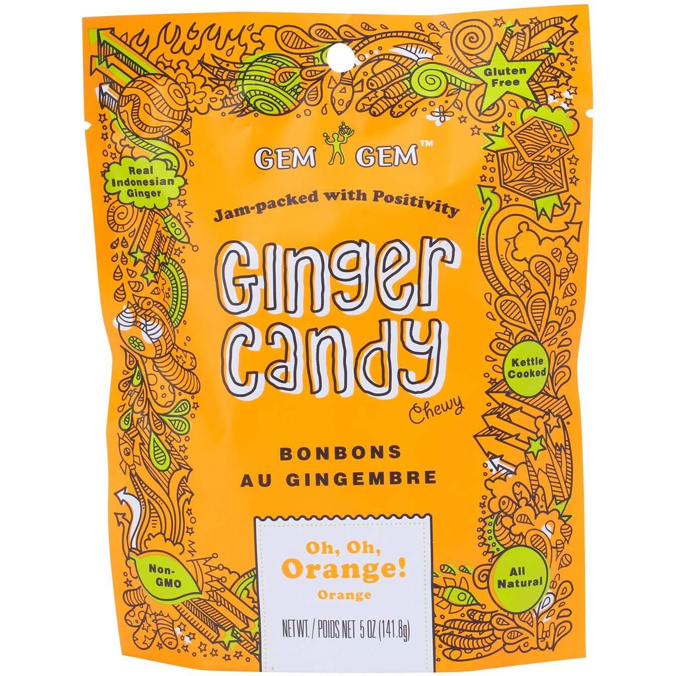 Gem Gem Ginger Candy Chewy Ginger Chews (Orange, 5.0Oz, Pack Of 1)