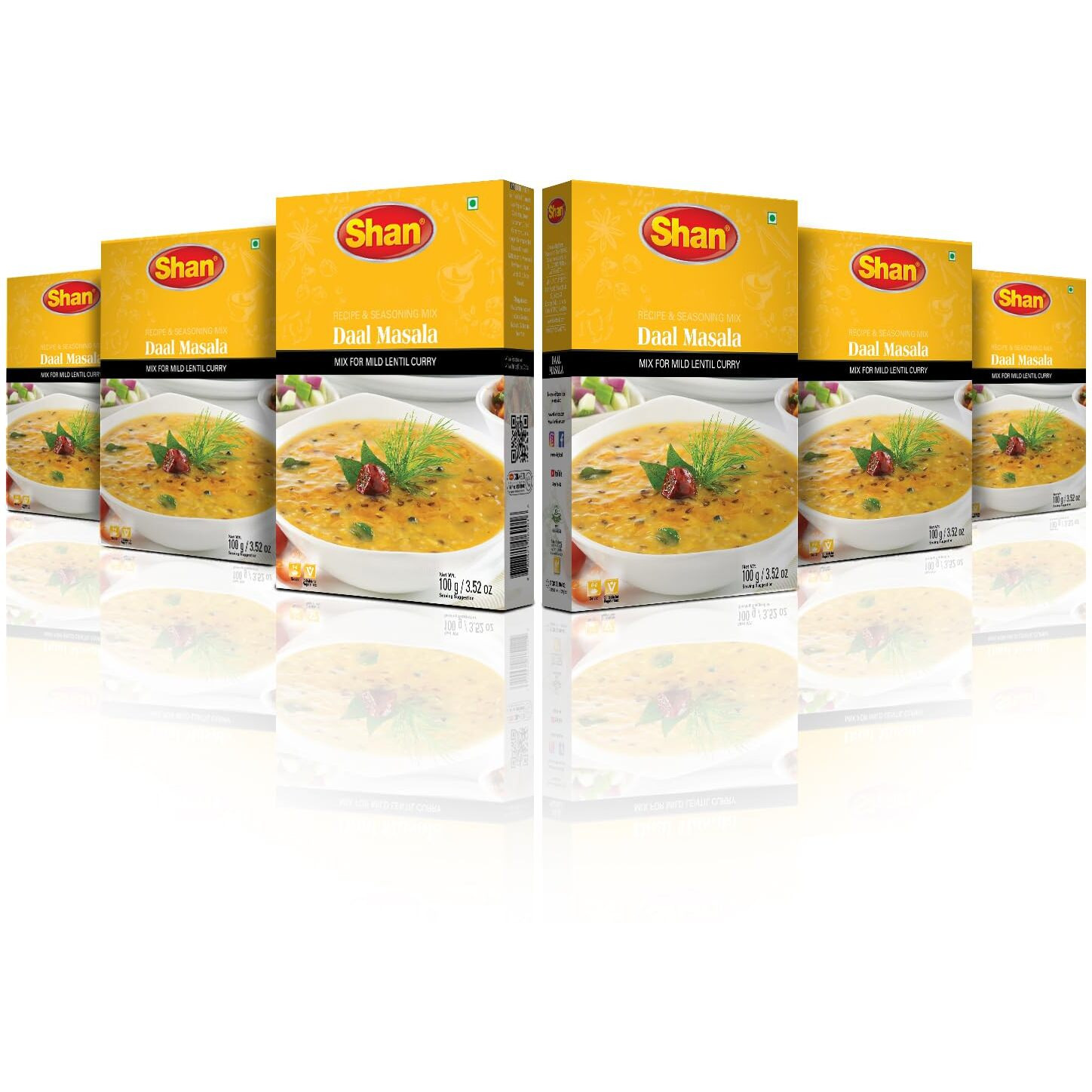 Shan - Daal Masala Mix (100G) - Seasoning Packets For Mild Lentil Curry (Pack Of 6)