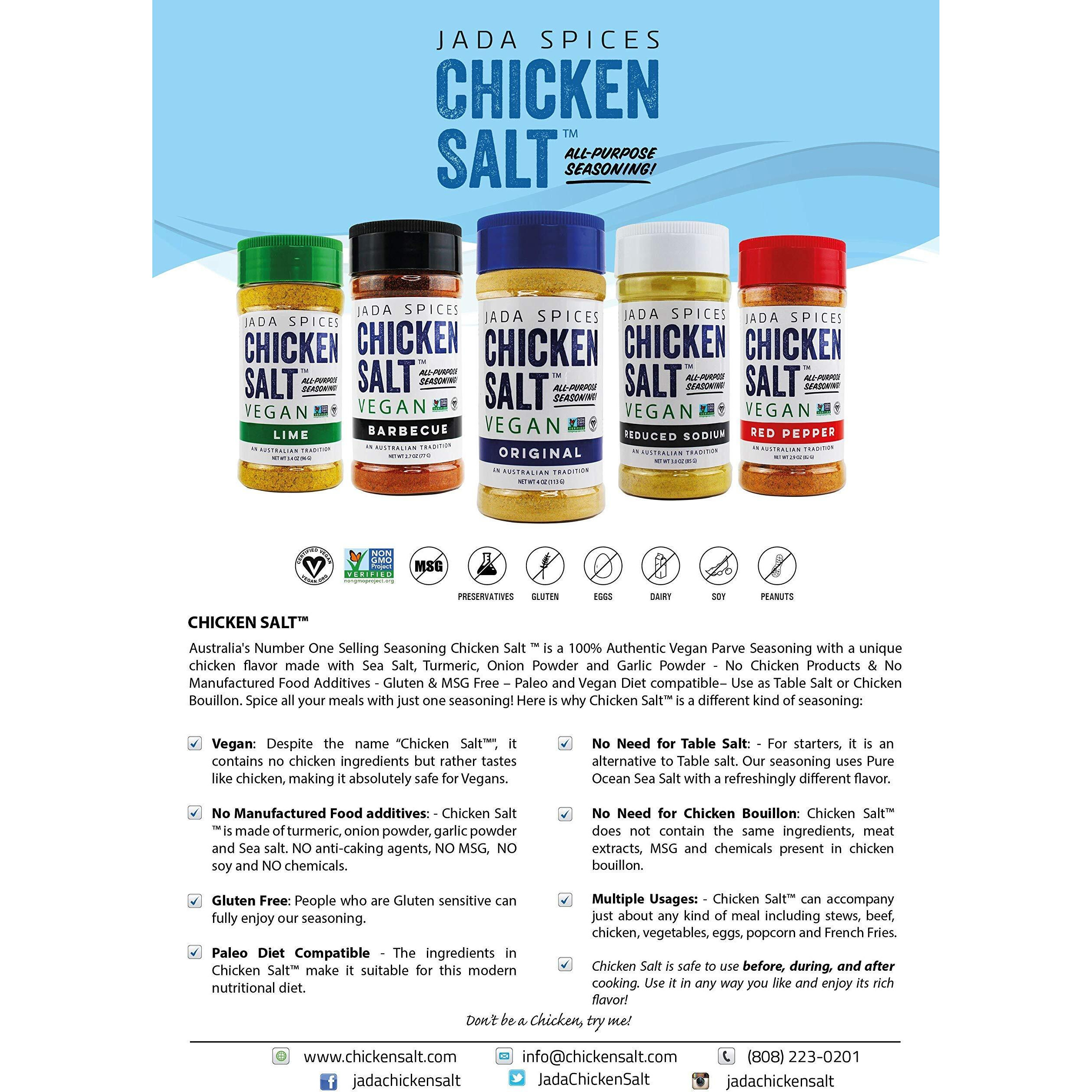 Jada Spices Chicken Salt Spice And Seasoning - Red Pepper Flavor - Very Hot Vegan, Keto & Paleo Friendly - Perfect For Cooking, Bbq, Grilling, Rubs, Popcorn And More - Preservative & Additive Free